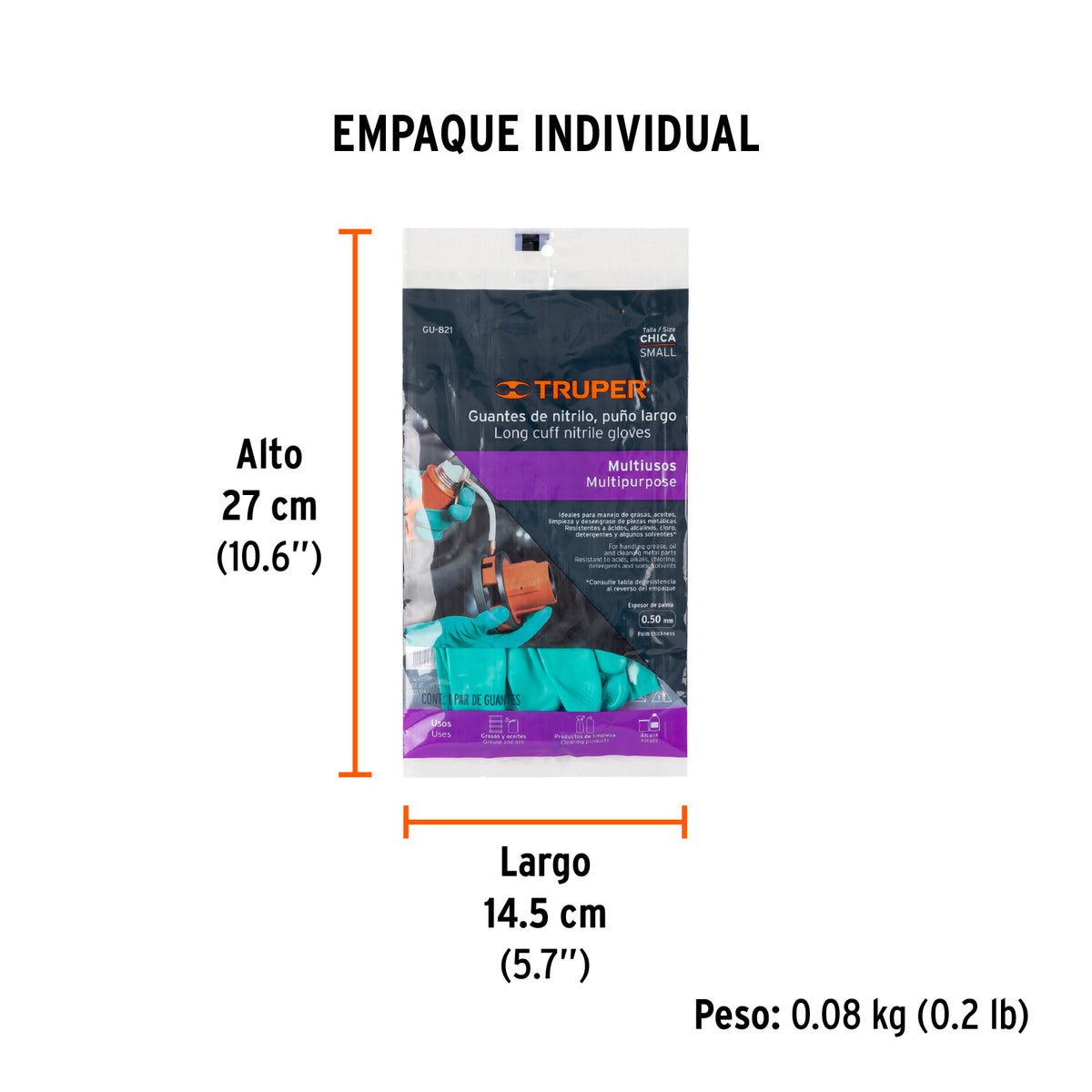 Guantes de nitrilo verde, multiusos, medianos