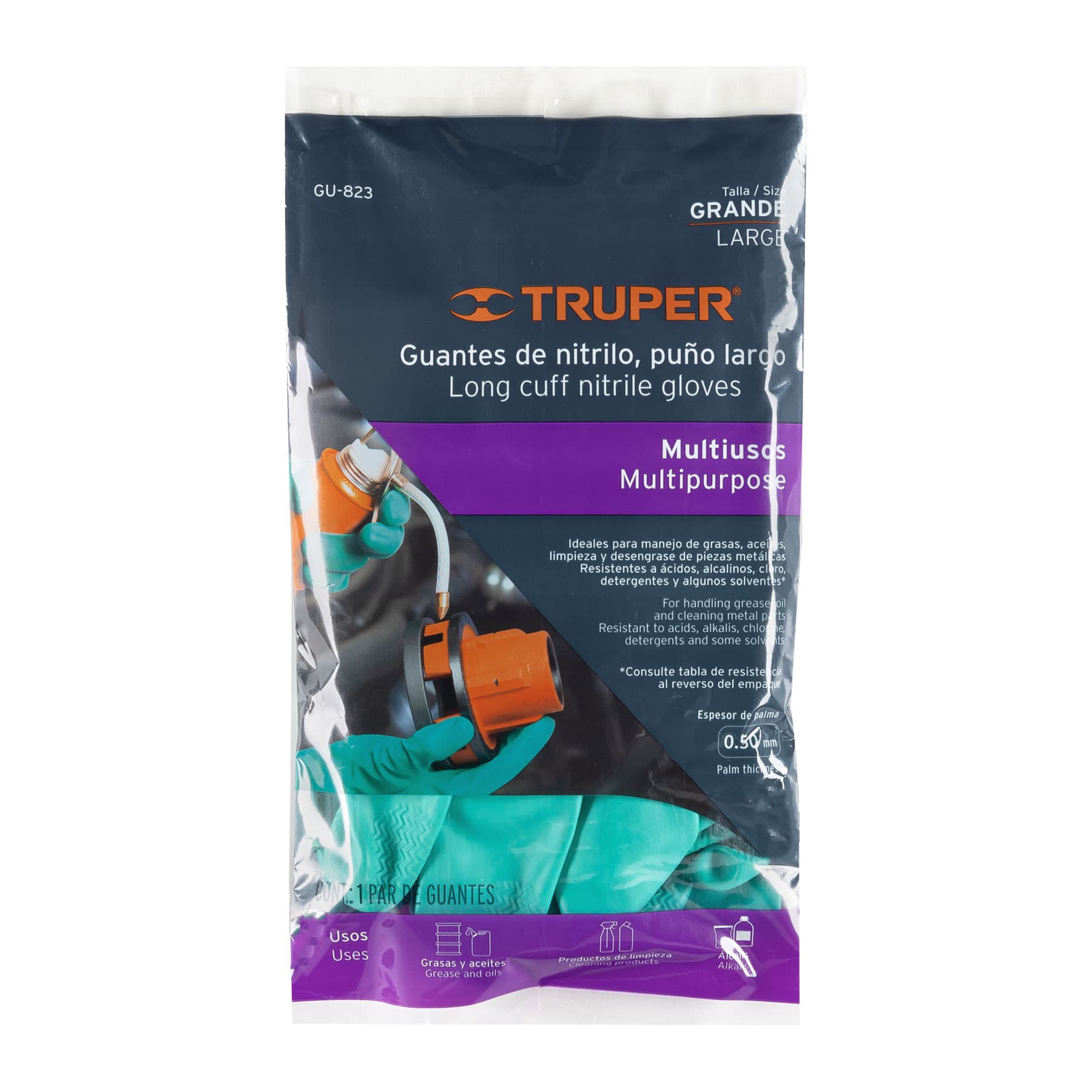 Guantes de nitrilo verde, multiusos, grandes