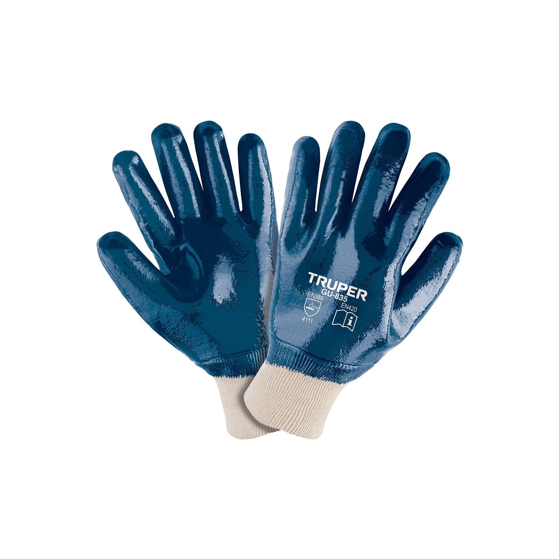 Guantes algodón recubierto con nitrilo, puño calcetín