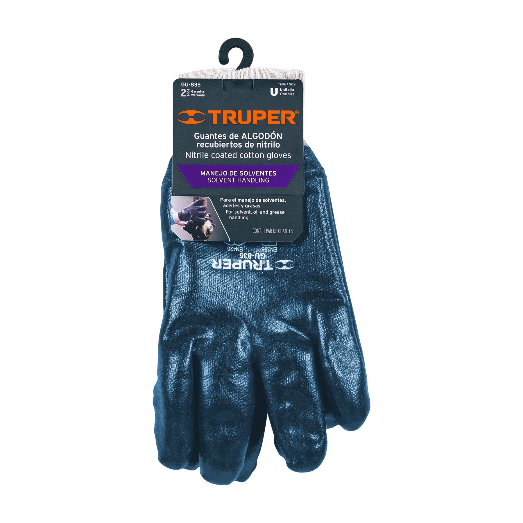 Guantes algodón recubierto con nitrilo, puño calcetín