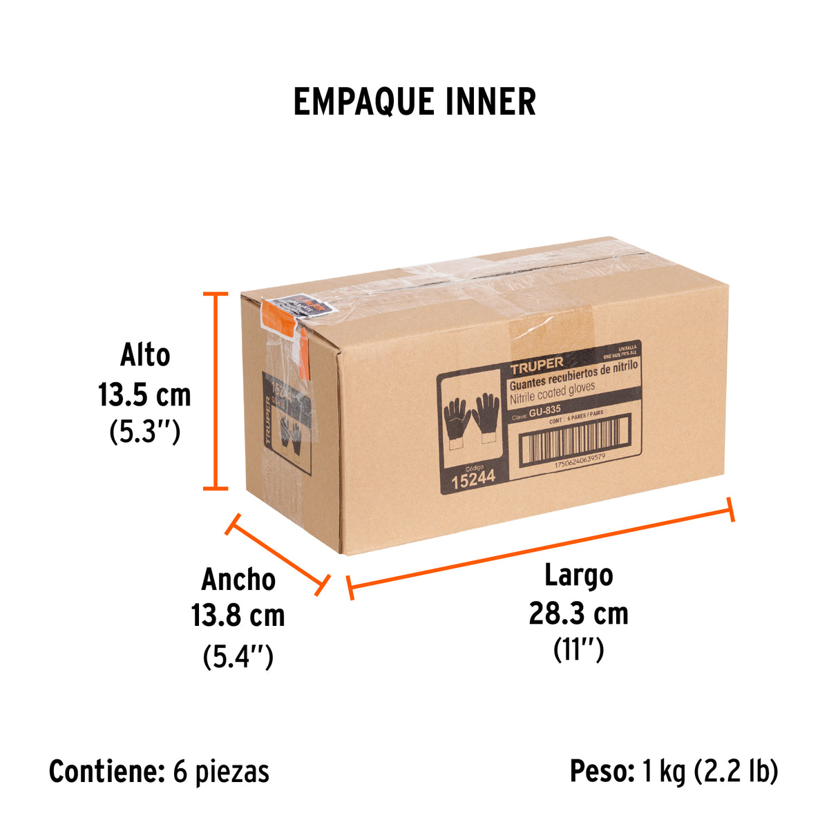 Guantes algodón recubierto con nitrilo, puño calcetín