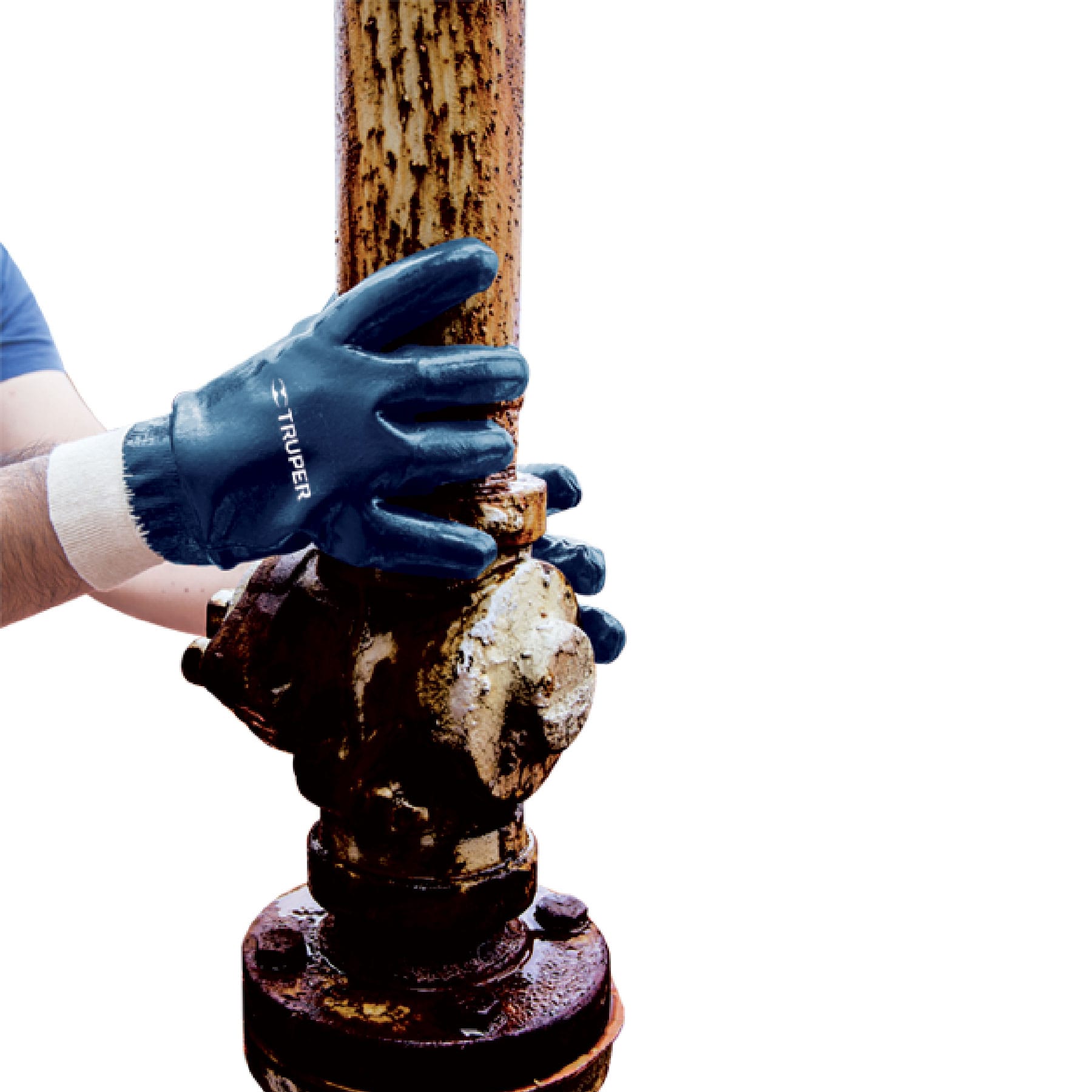 Guantes algodón recubierto con nitrilo, puño calcetín