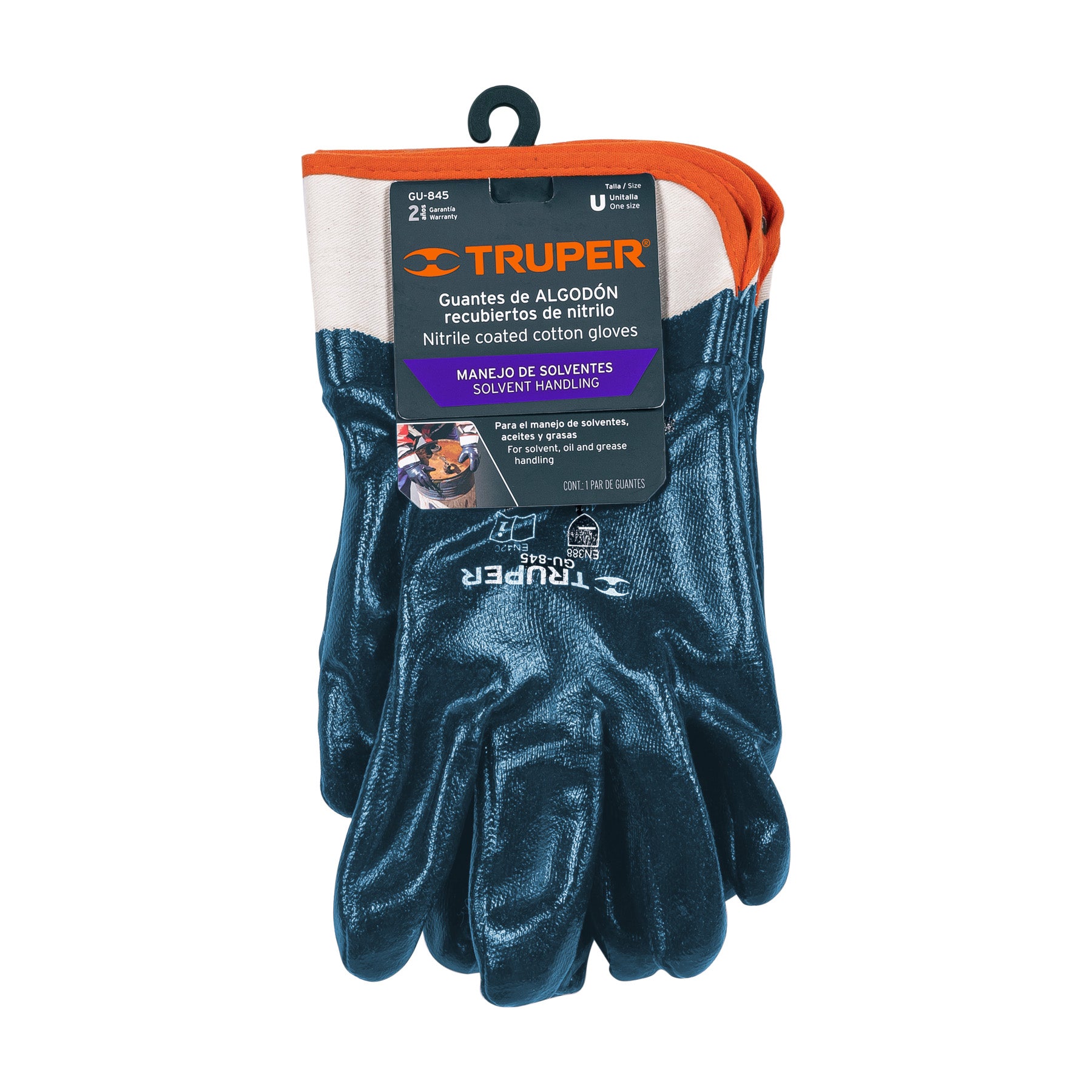 Guantes algodón recubierto con nitrilo, puño seguridad