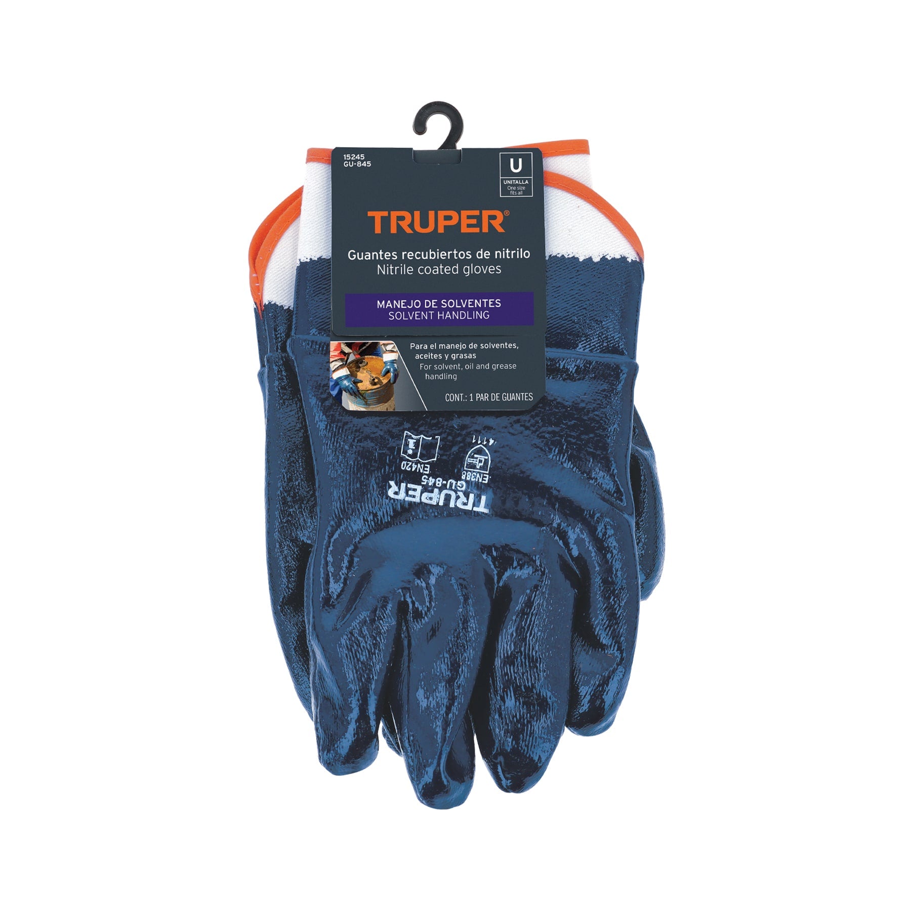 Guantes algodón recubierto con nitrilo, puño seguridad