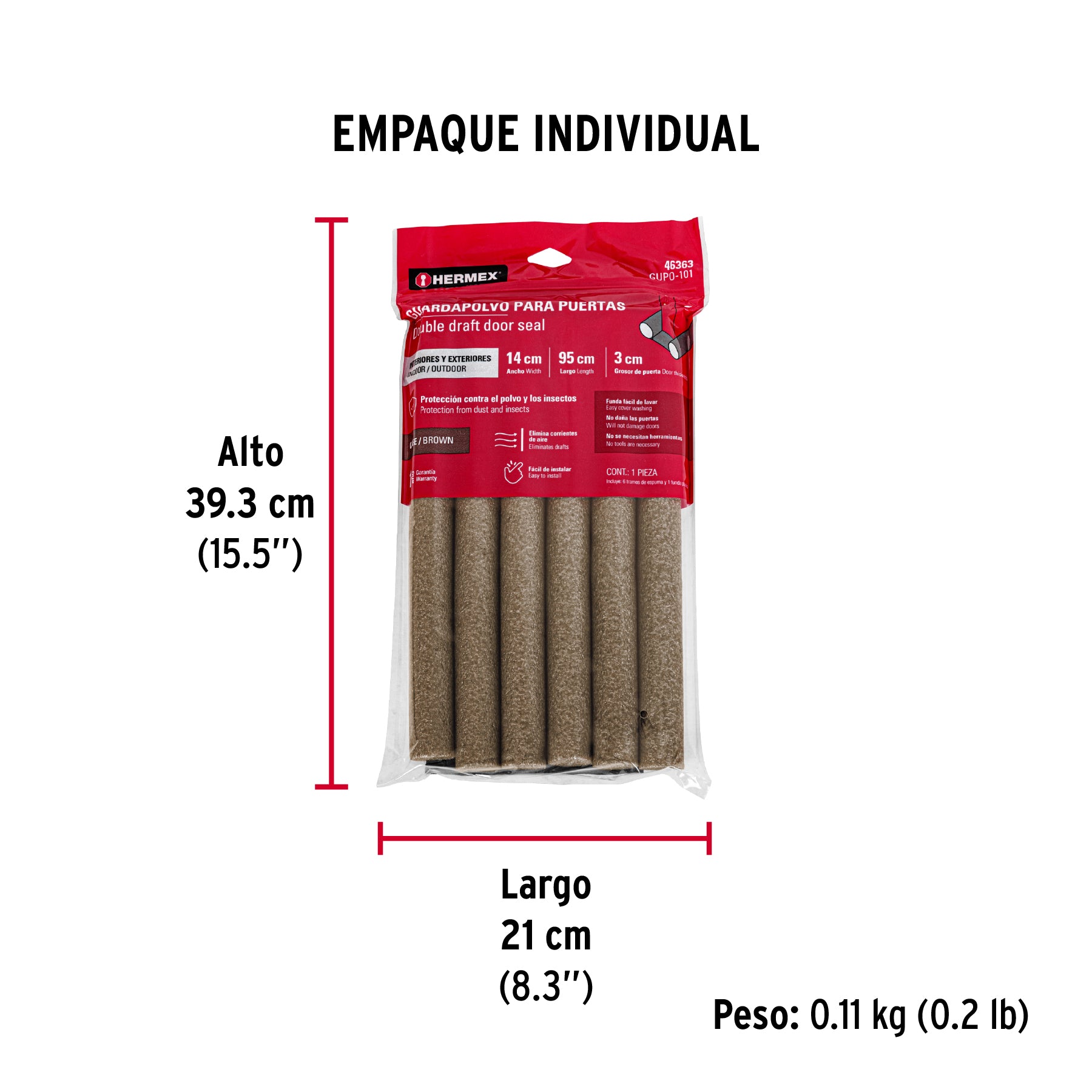 Guardapolvo con funda 100 cm, café, Hermex