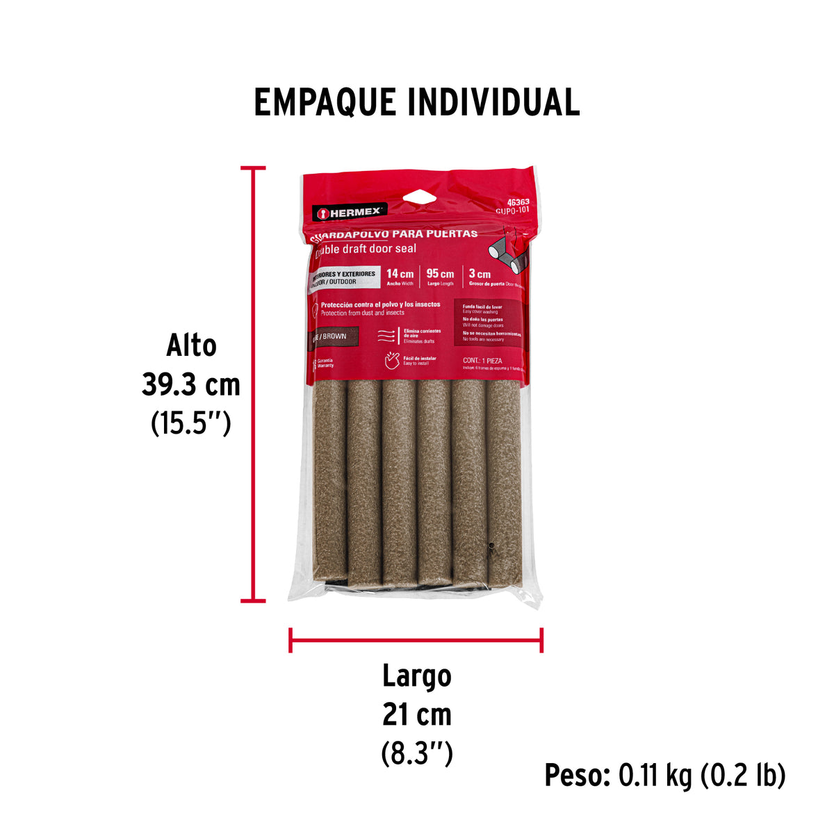Guardapolvo con funda 100 cm, café, Hermex