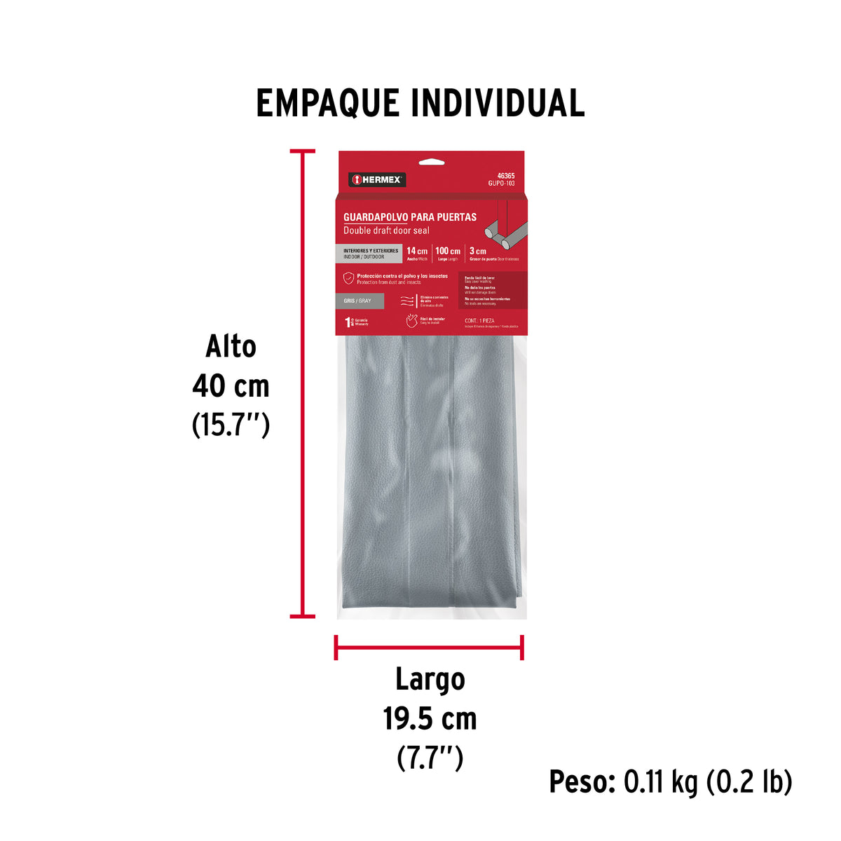 Guardapolvo con funda 100 cm, gris, Hermex