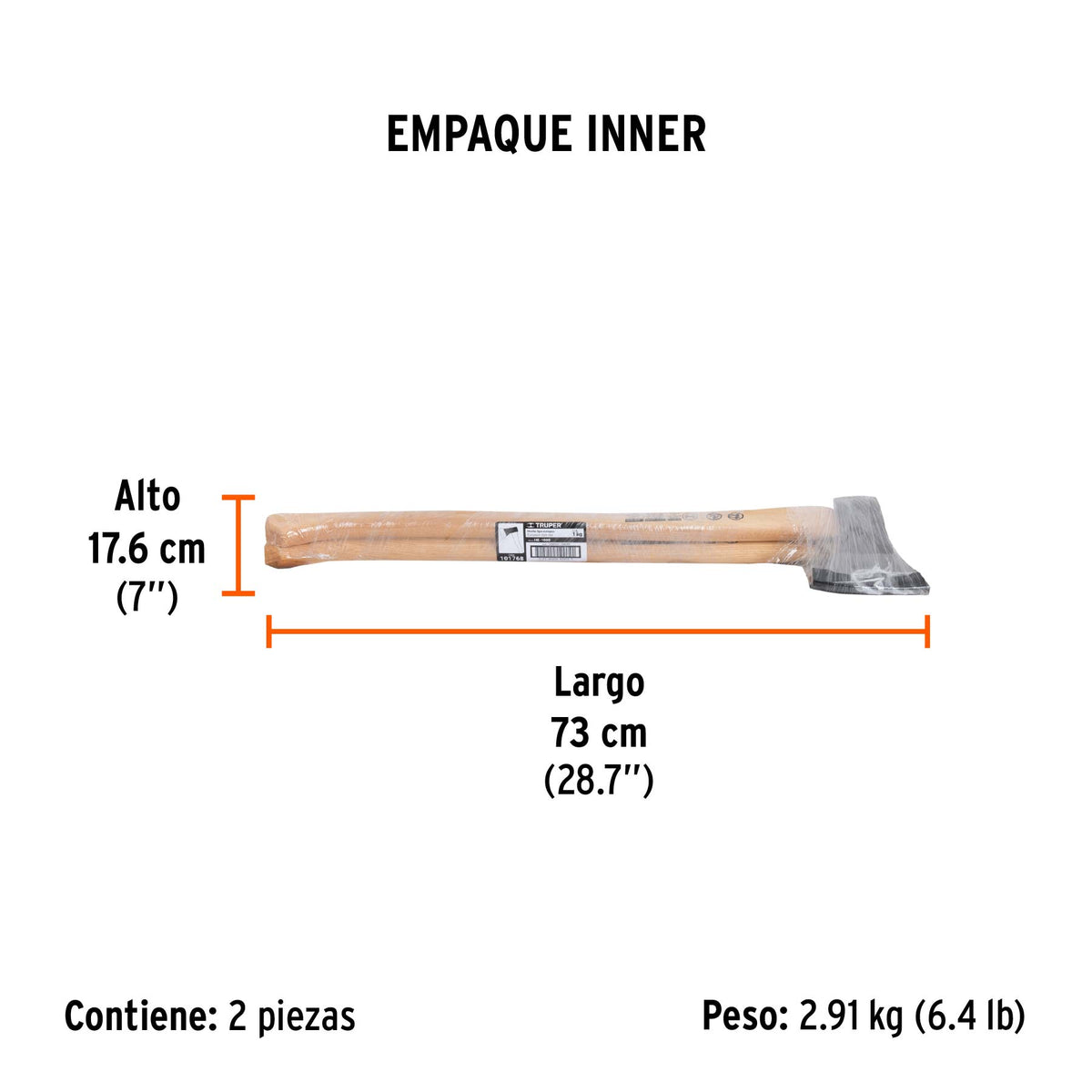 Hacha europea 1 kg, mango Hickory 28'