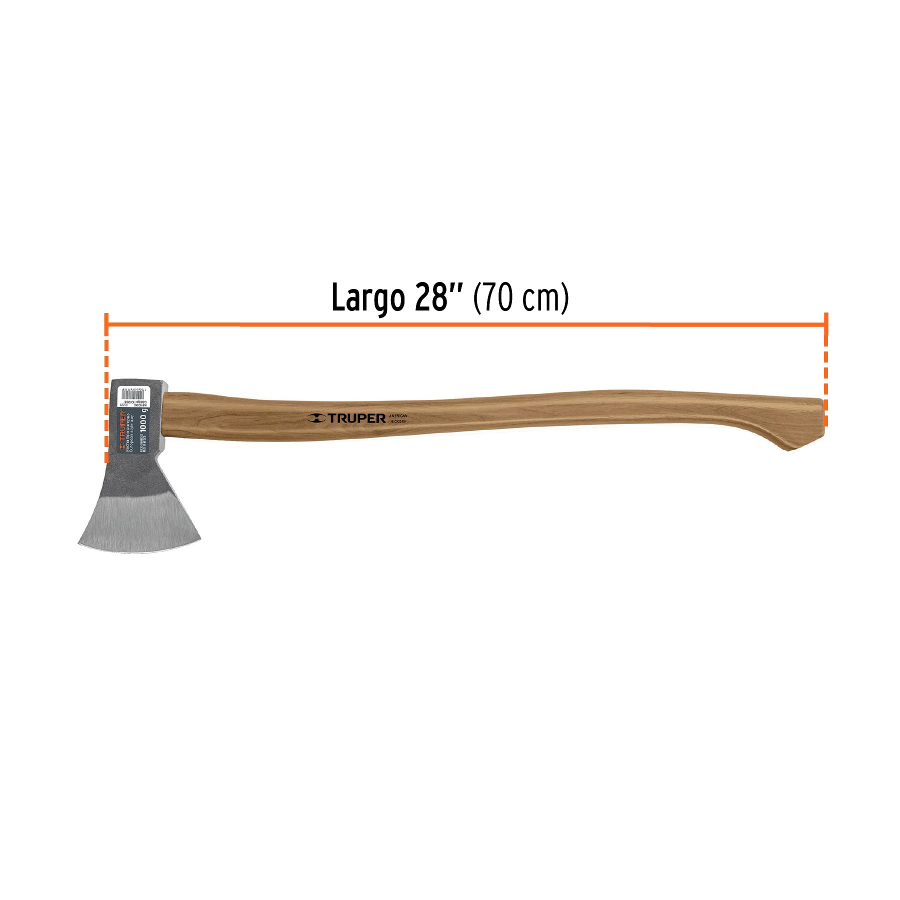 Hacha europea 1 kg, mango Hickory 28'