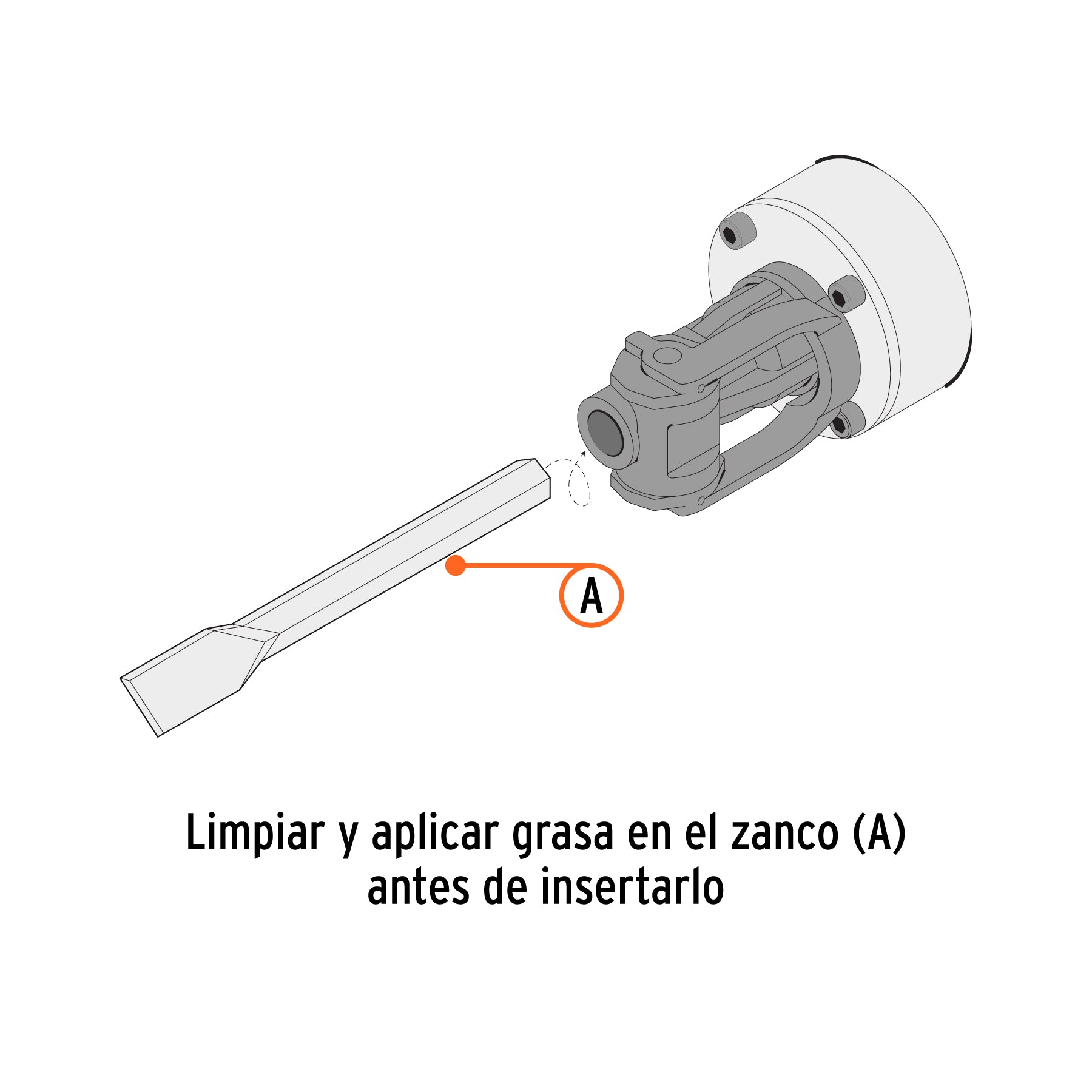 Cincel plano zanco hexagonal de 1 1/8', de 20' X 1.5'