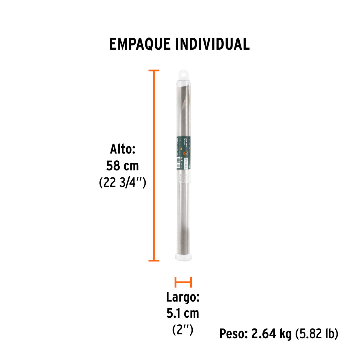 Cincel plano zanco hexagonal de 1 1/8', de 20' X 1.5'