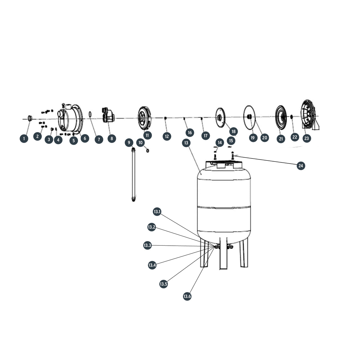 Bomba hidroneumática 1 HP, 100 litros