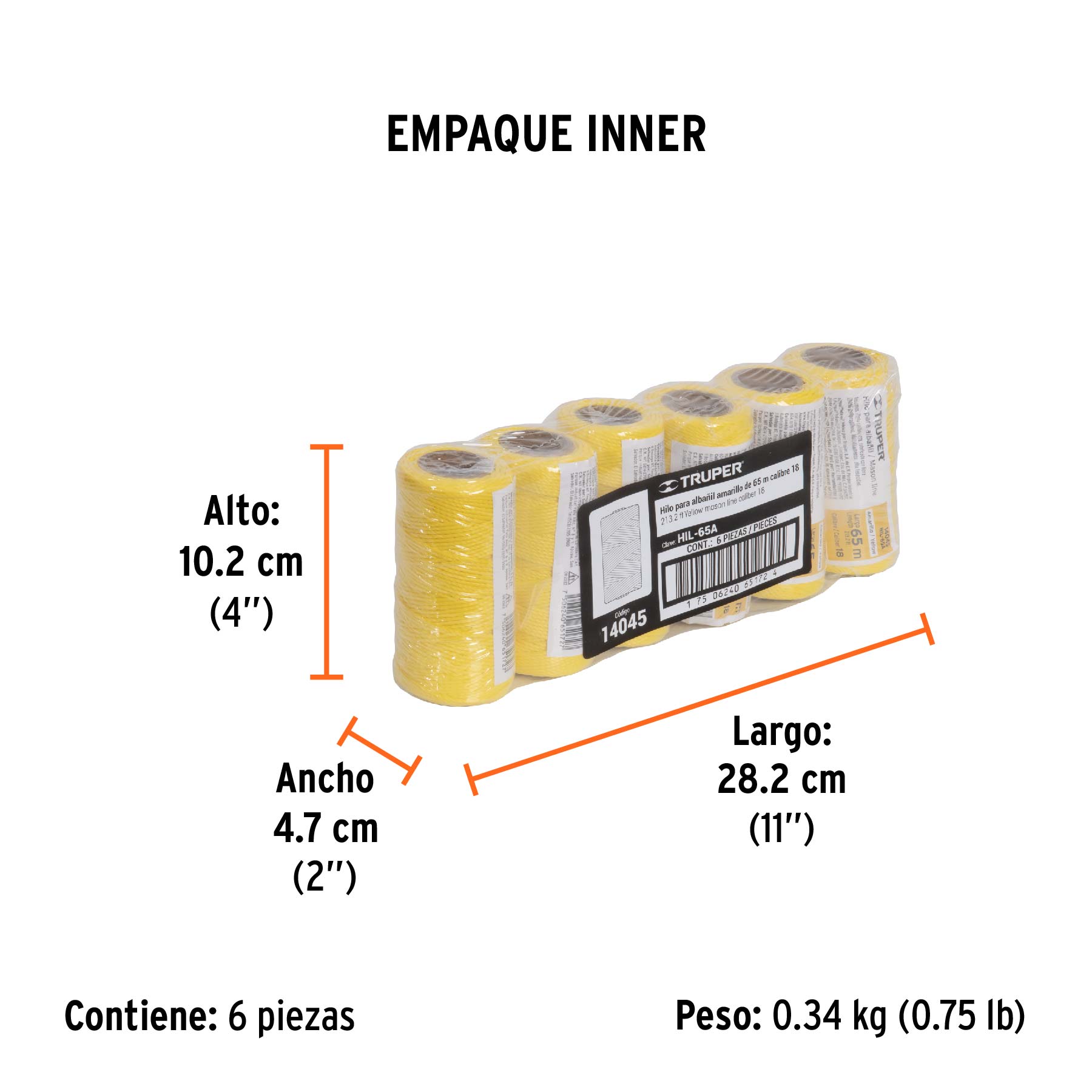Hilo para albañil, 65 m, amarillo