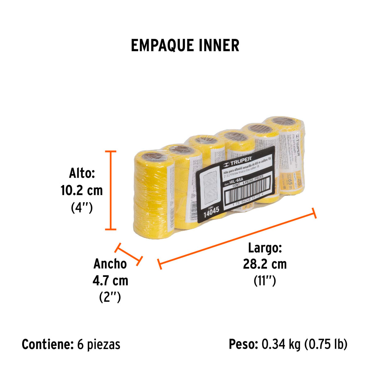 Hilo para albañil, 65 m, amarillo