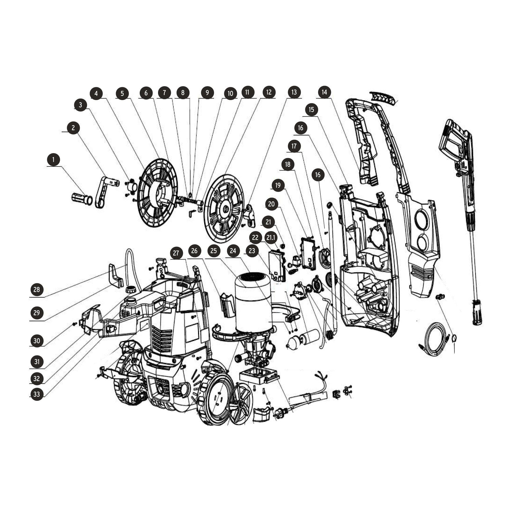 Hidrolavadora eléctrica,2000 PSI, motor de inducción, Expert
