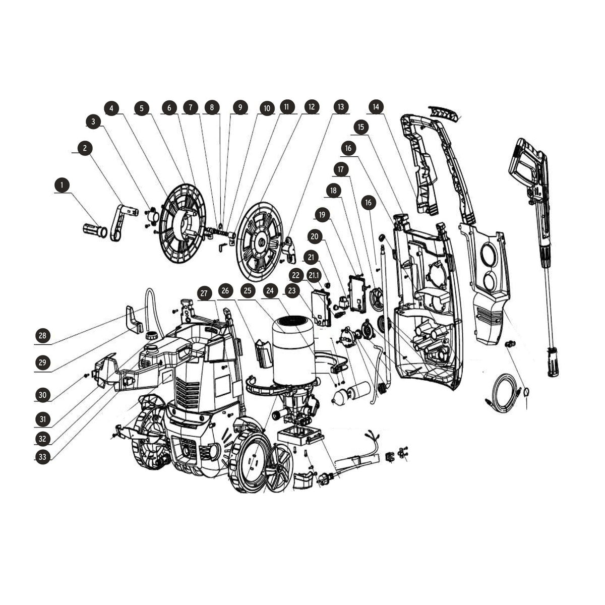 Hidrolavadora eléctrica,2000 PSI, motor de inducción, Expert