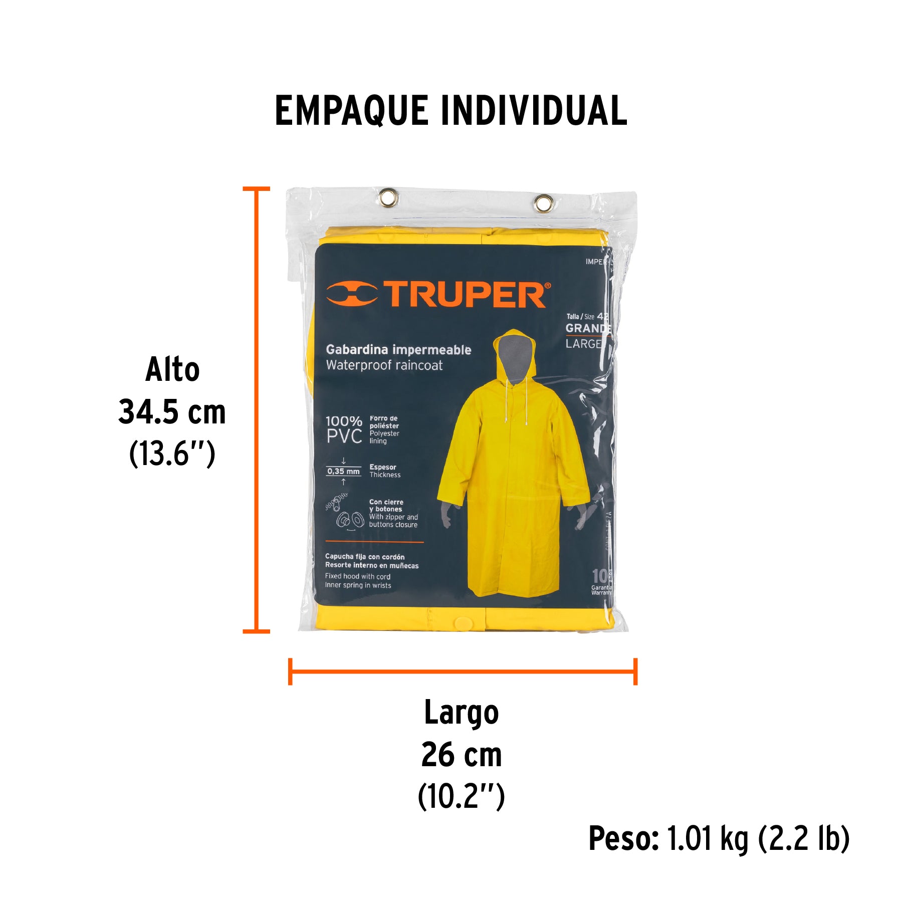 Gabardina talla grande, PVC