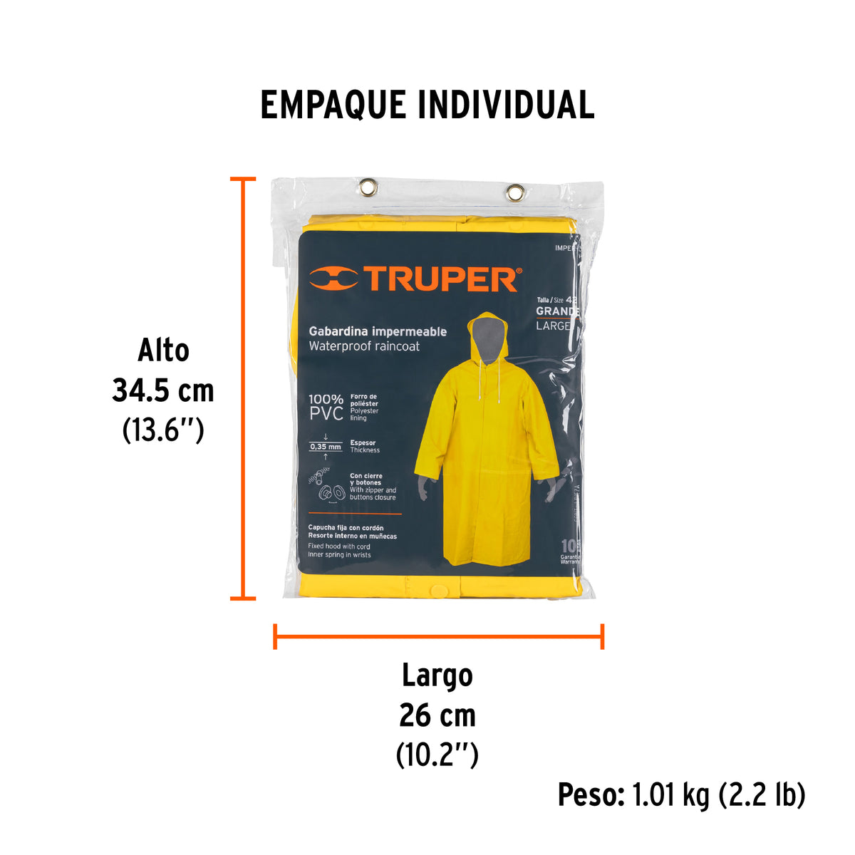 Gabardina talla grande, PVC