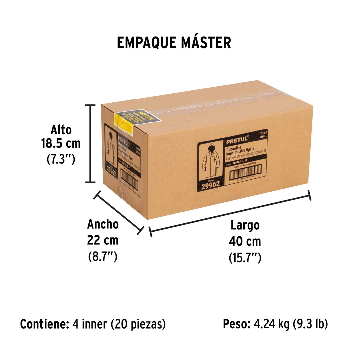 Gabardina impermeable, PVC, espesor 0.10 mm, chica, Pretul