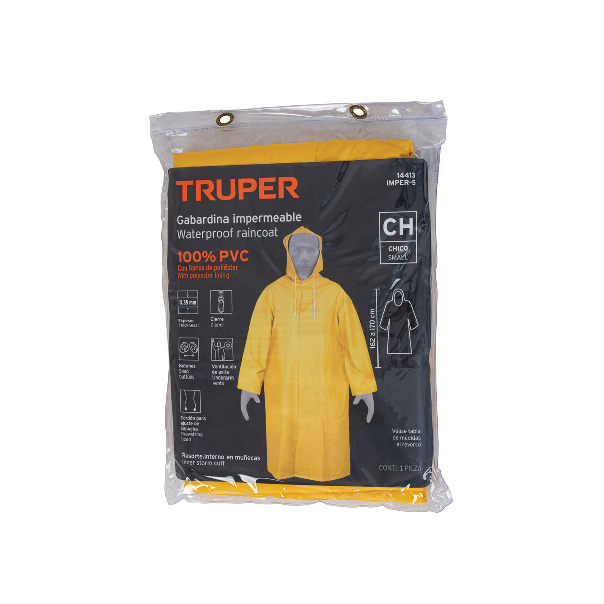 Gabardina talla chica, PVC