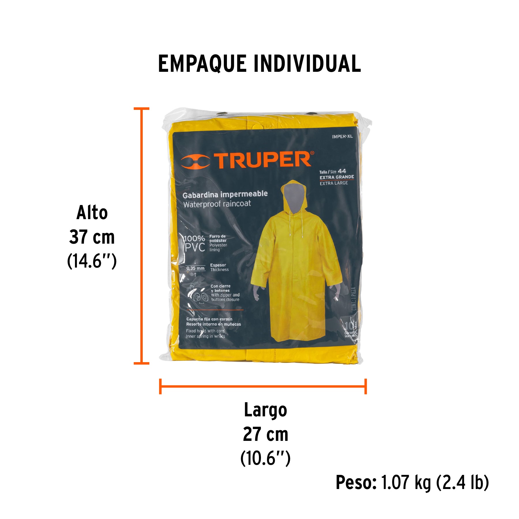Gabardina talla extra-grande, PVC