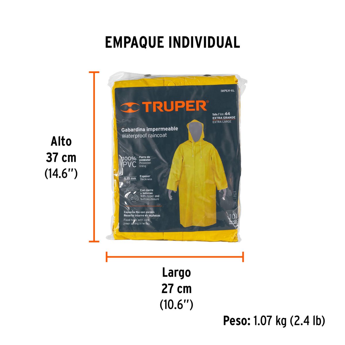 Gabardina talla extra-grande, PVC