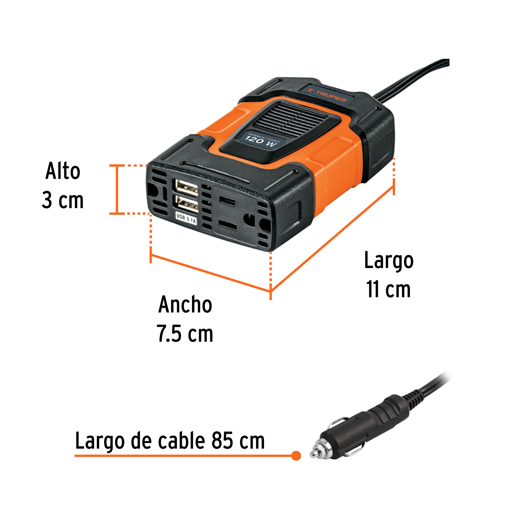 Inversor de corriente 120 W