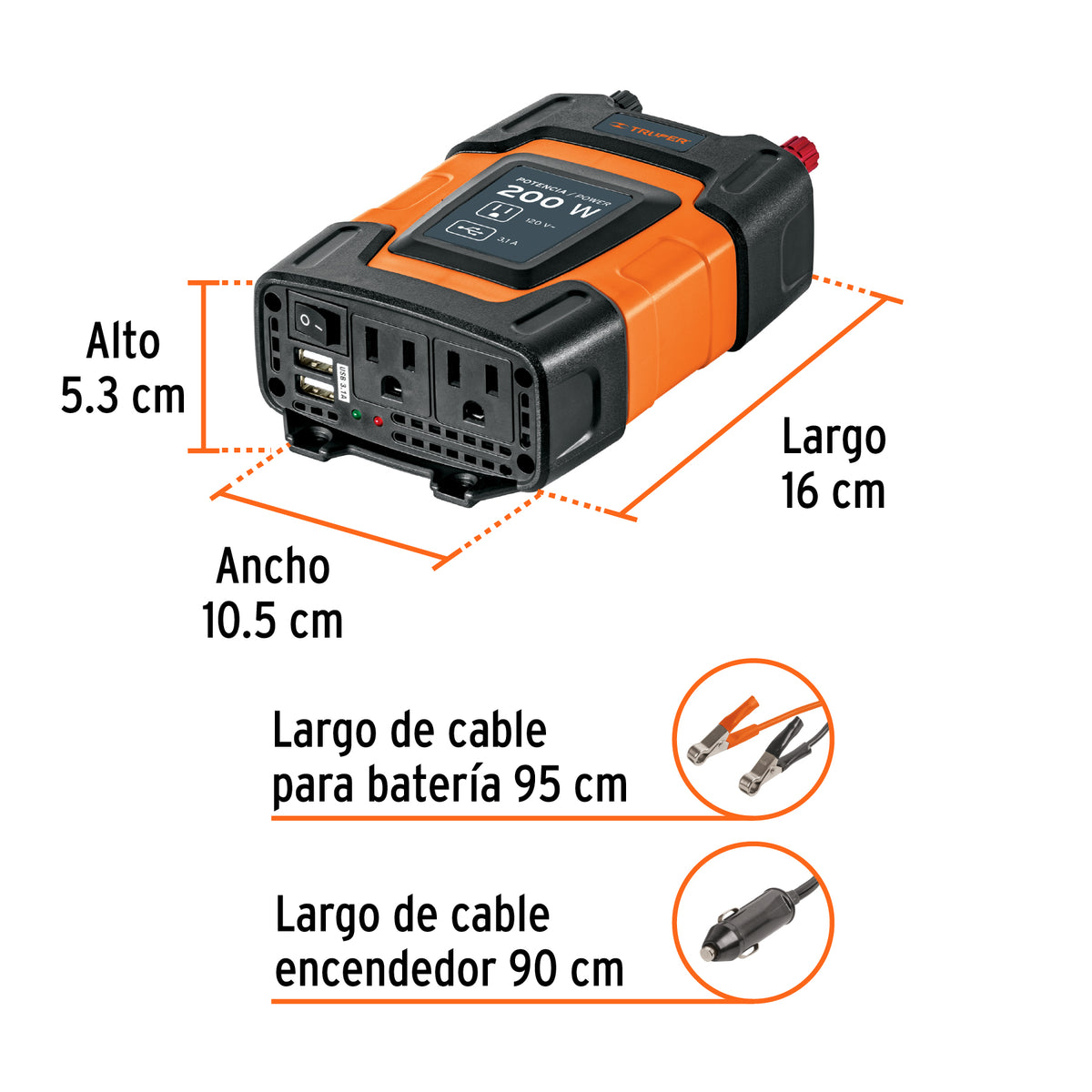 Inversor de corriente 200 W
