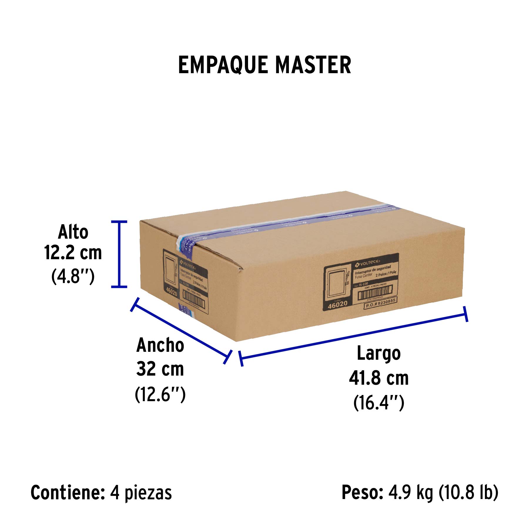 Interruptor de seguridad 2 polos, 30 A, Volteck