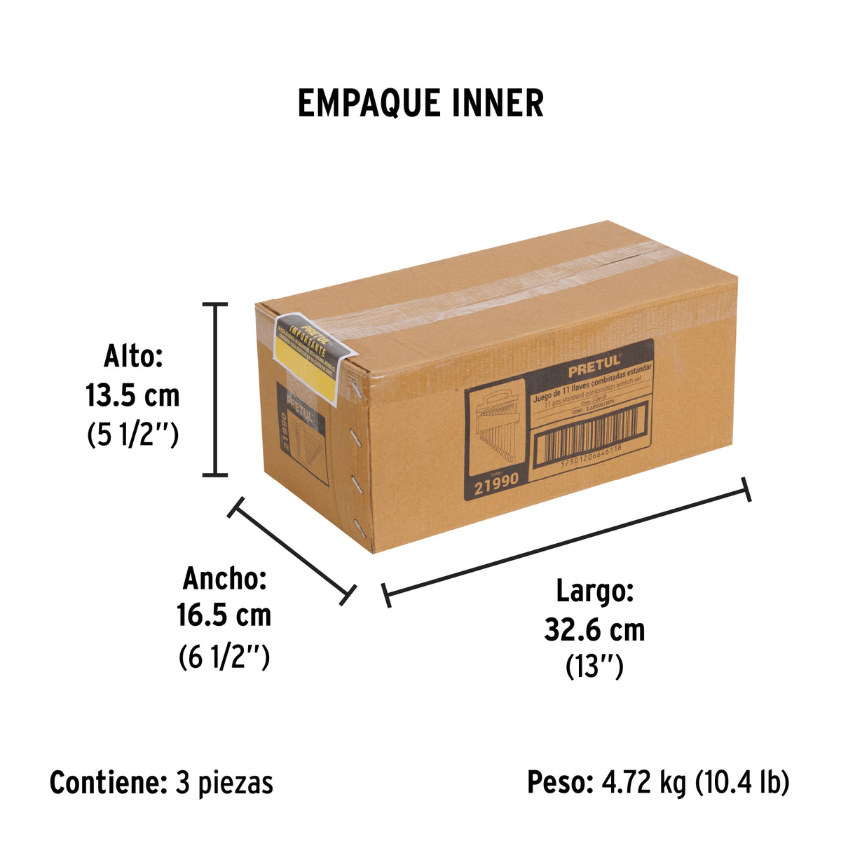 Juego de llaves combinadas, 11 piezas, pretul