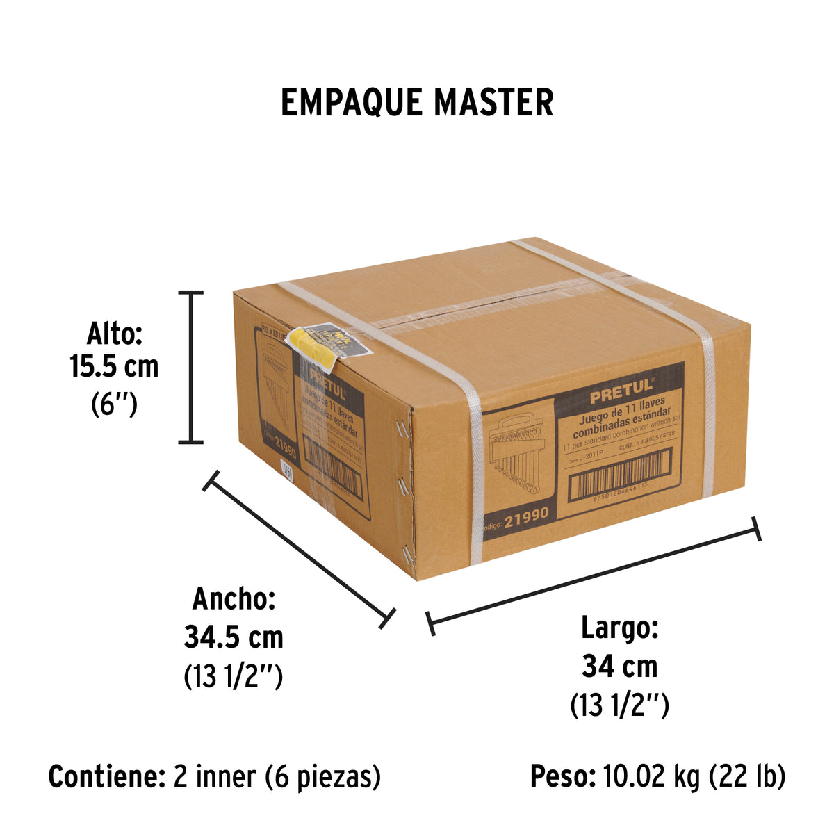 Juego de llaves combinadas, 11 piezas, pretul