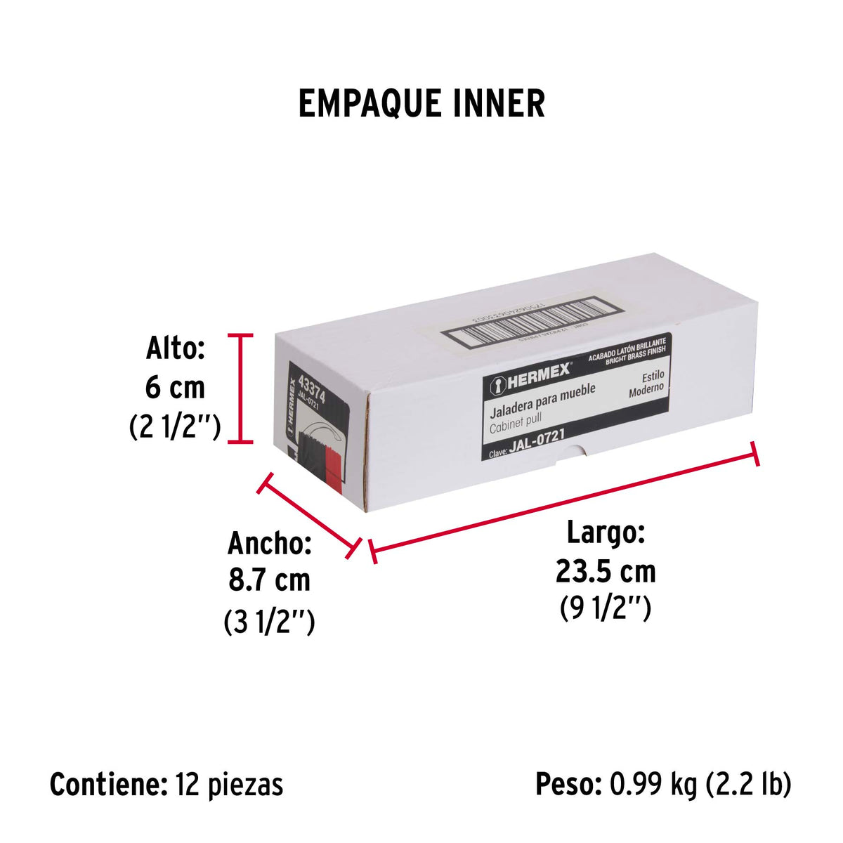 Jaladera, latón brillante, estilo Moderno, 128 mm