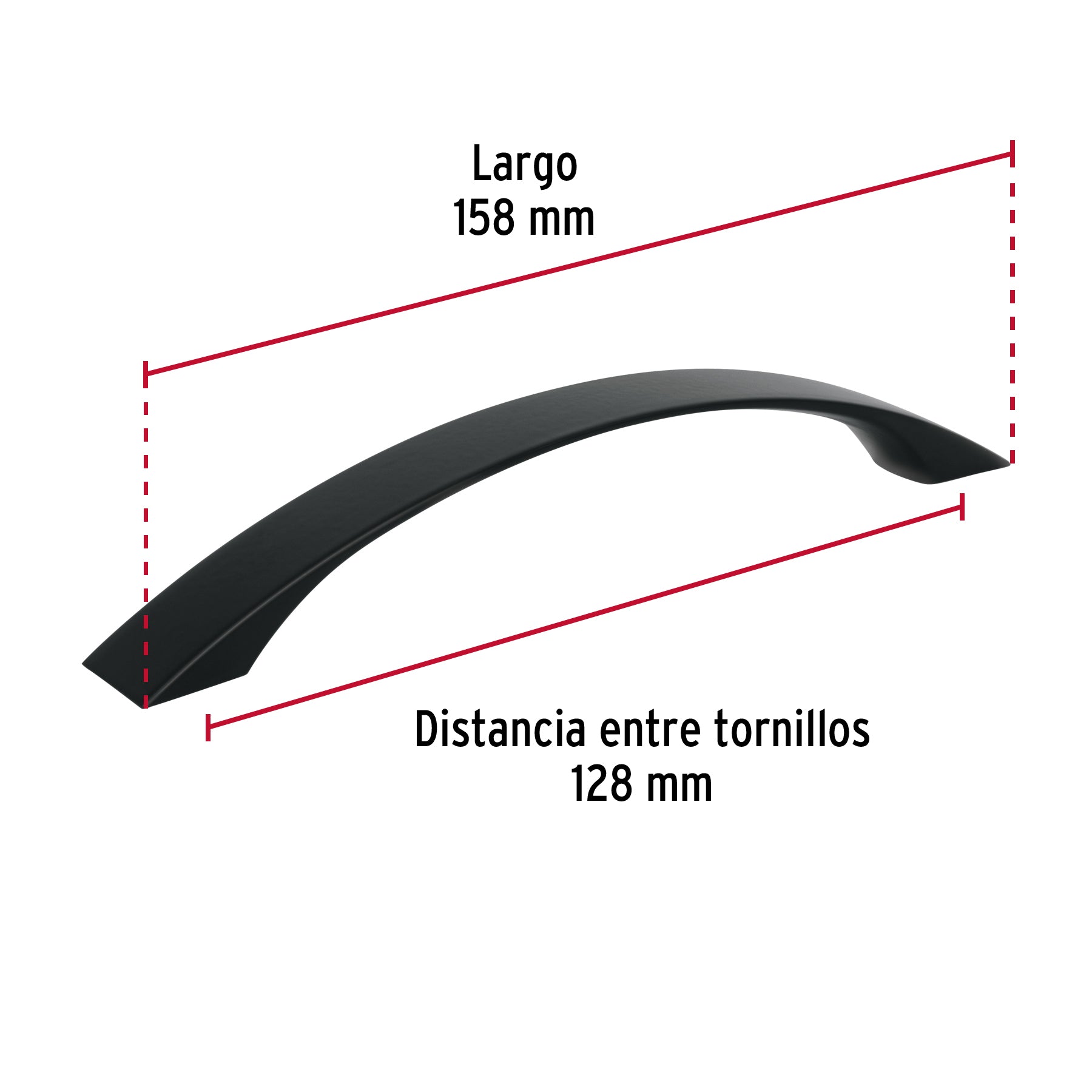 Jaladera de 128mm estilo 'Moderno' acabado negro, Hermex
