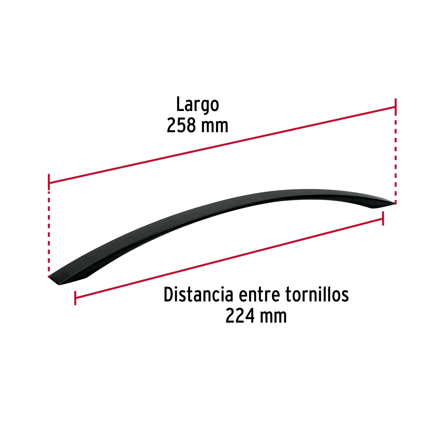 Jaladera de 224mm estilo 'Moderno' acabado negro, Hermex