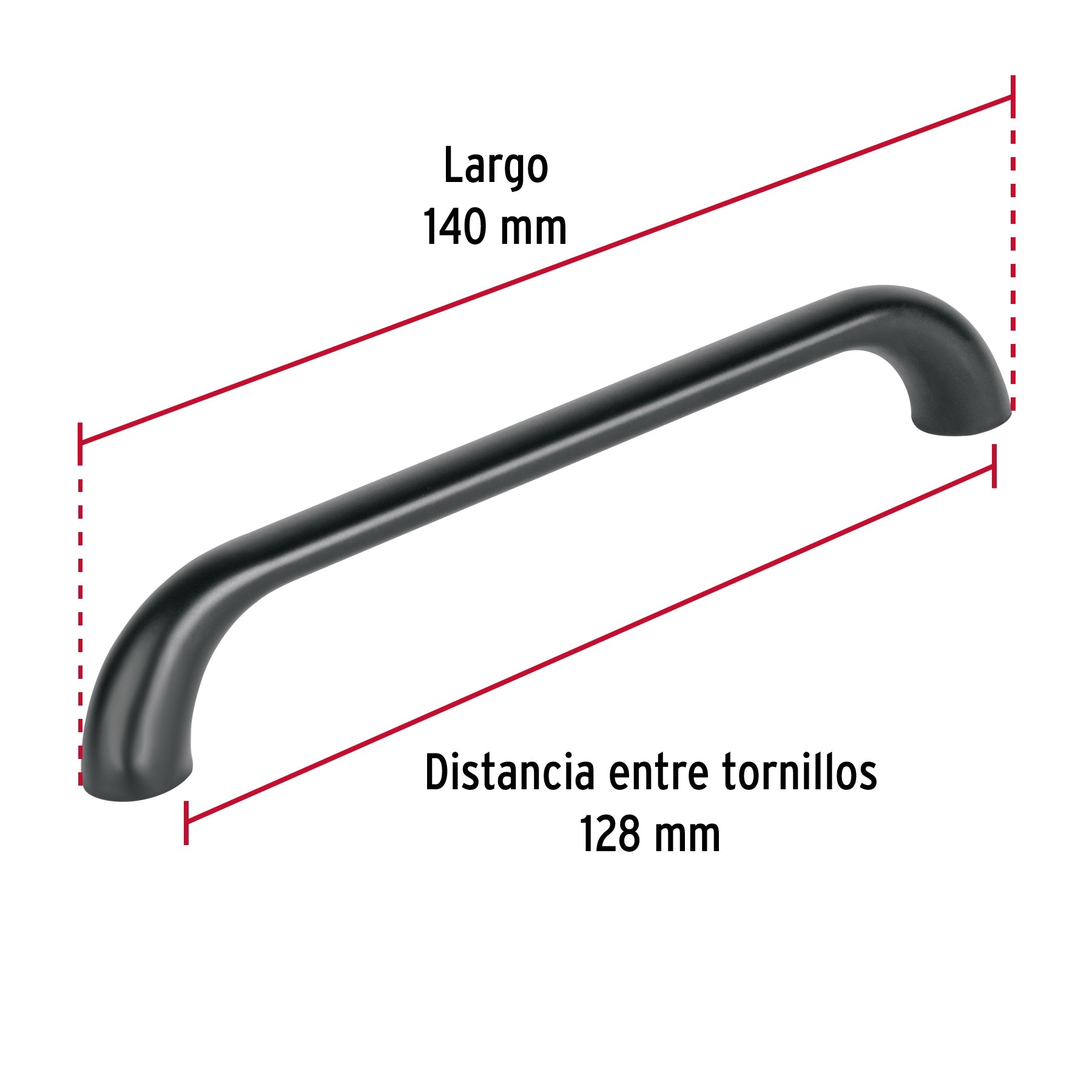 Jaladera de 128mm estilo 'Cádiz' acabado negro