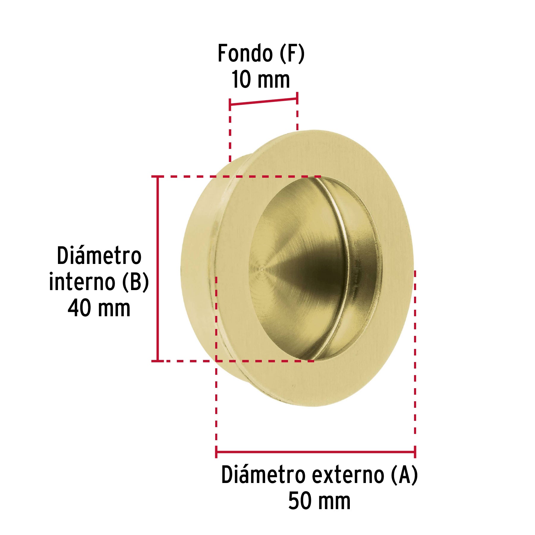 Jaladera de embutir latonada tipo dedal #4