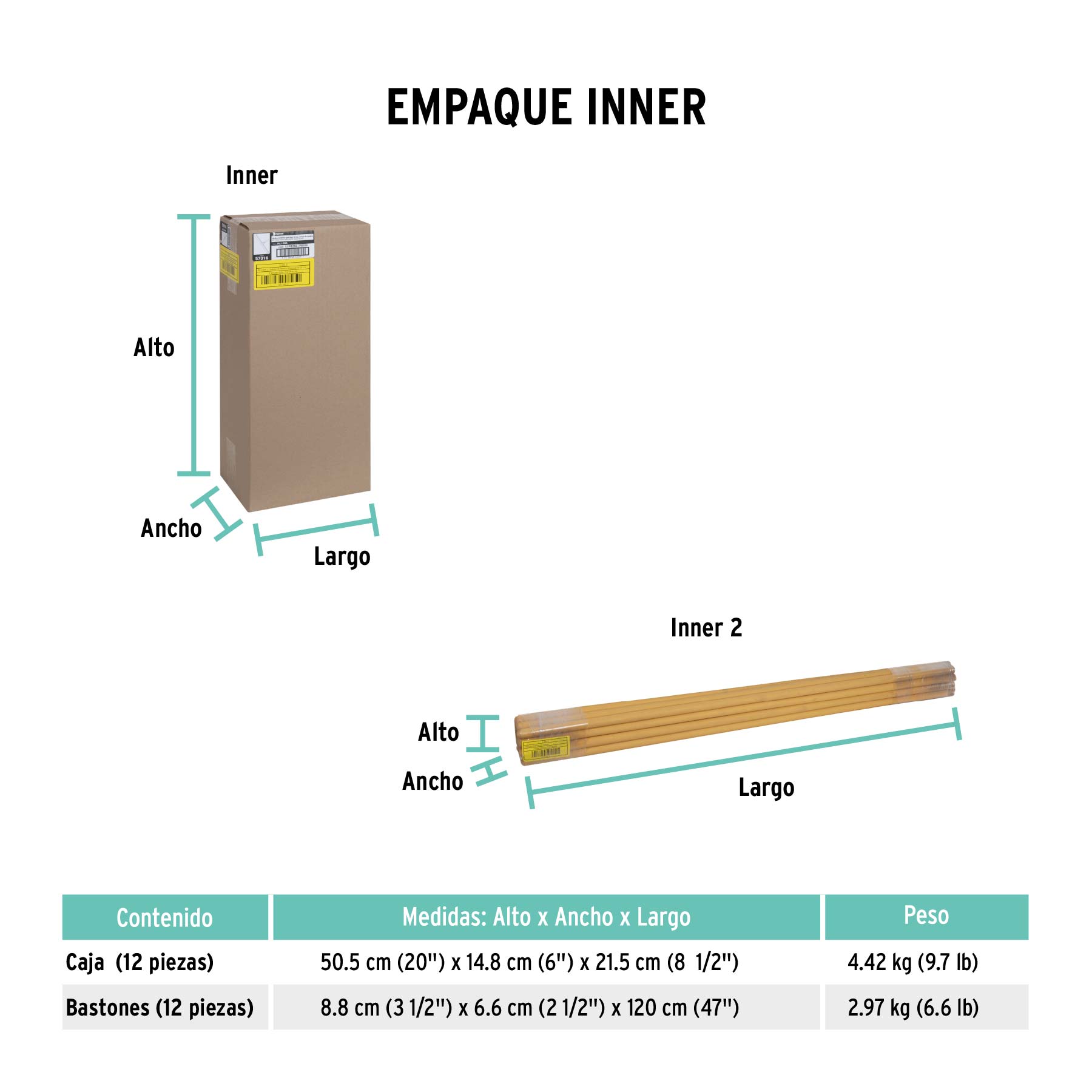 Jalador de plástico con base de aluminio, 50 cm