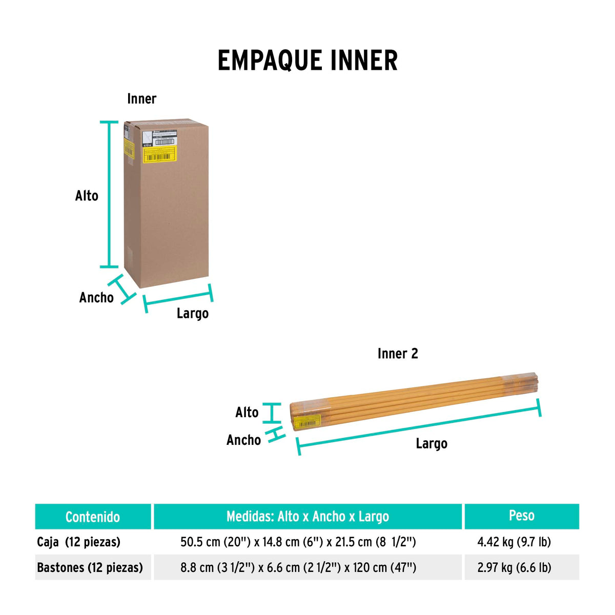 Jalador de plástico con base de aluminio, 50 cm