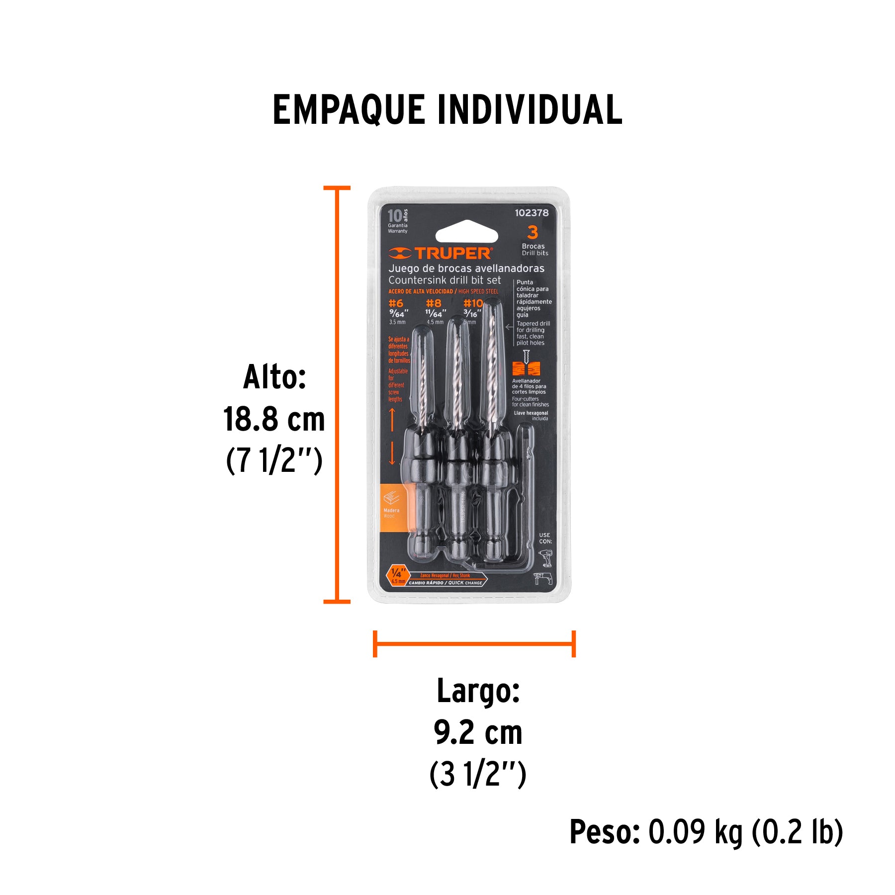 Juego de 3 brocas avellanadoras, Truper