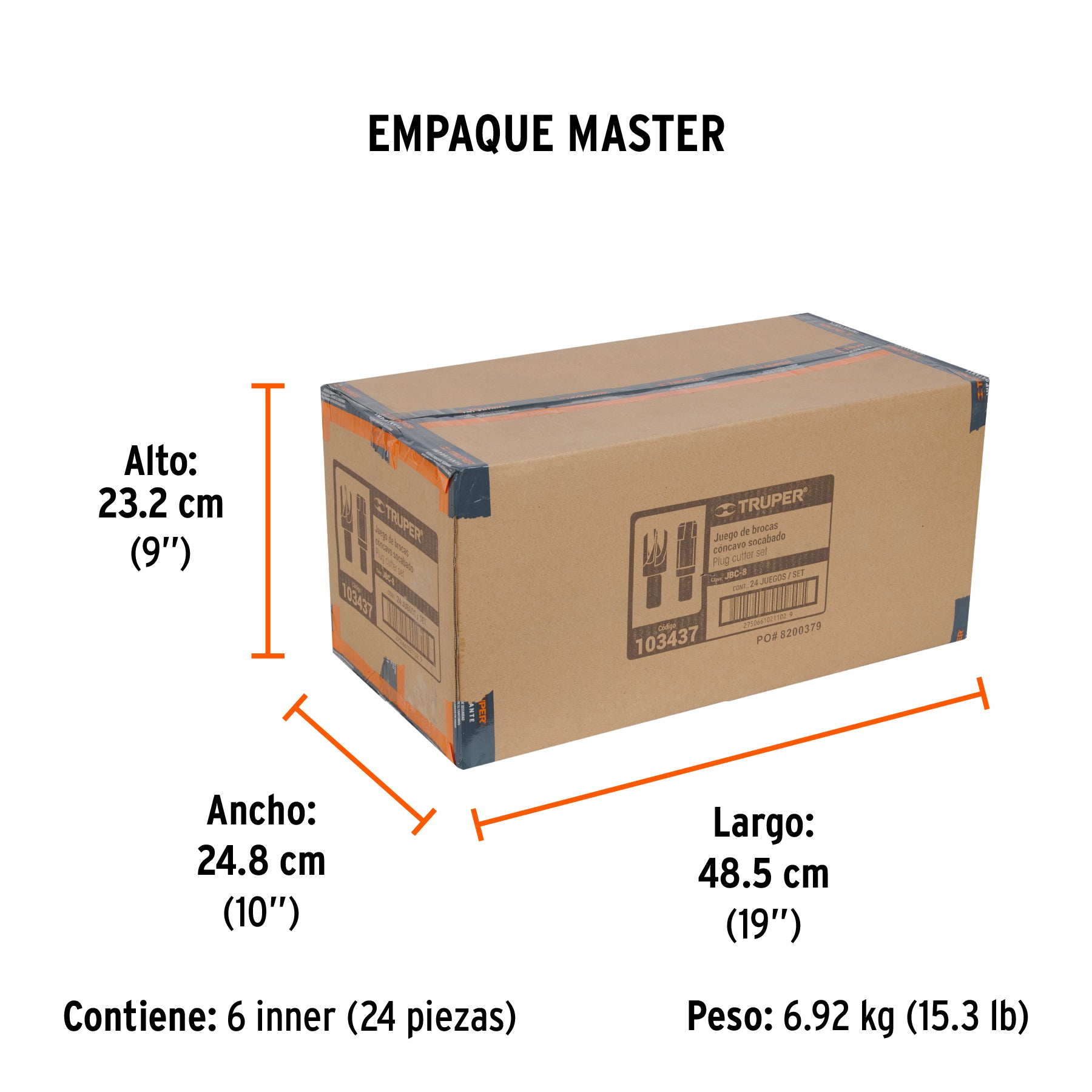 Juego de 8 brocas clavacote para madera, Truper