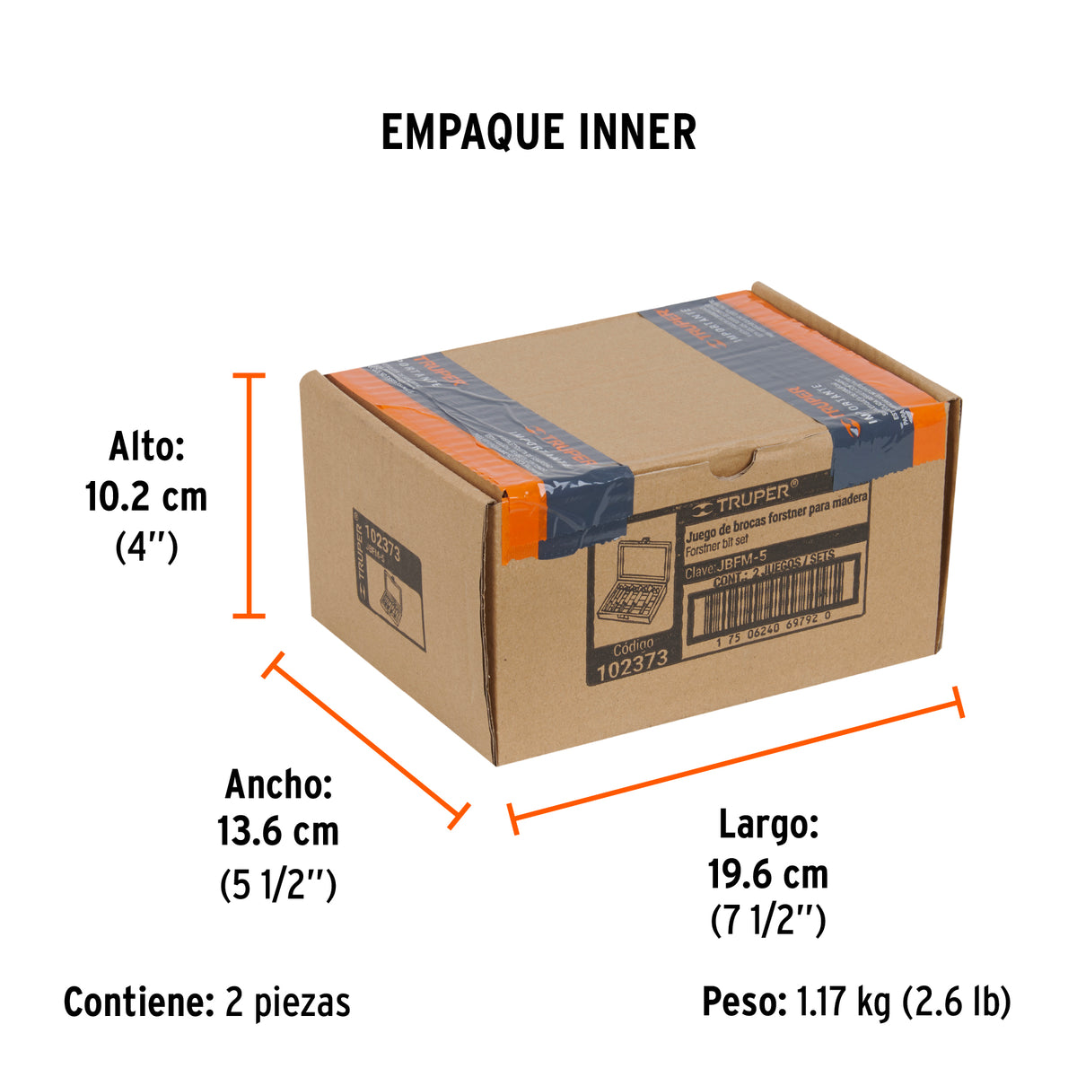 Juego de 5 brocas forstner para madera, Truper