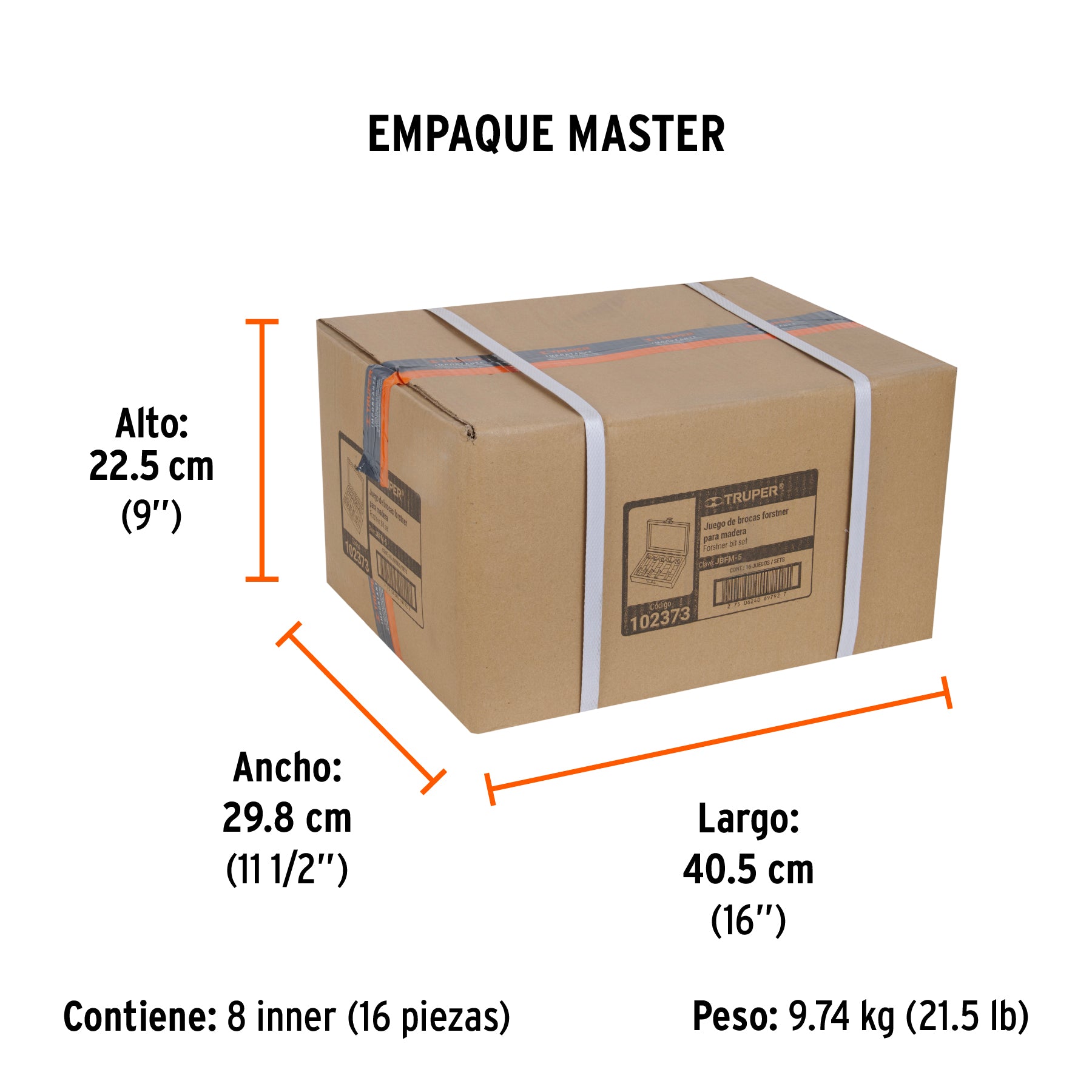 Juego de 5 brocas forstner para madera, Truper