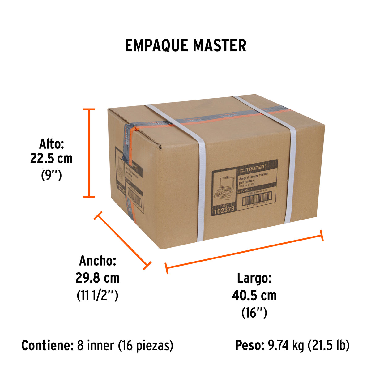 Juego de 5 brocas forstner para madera, Truper