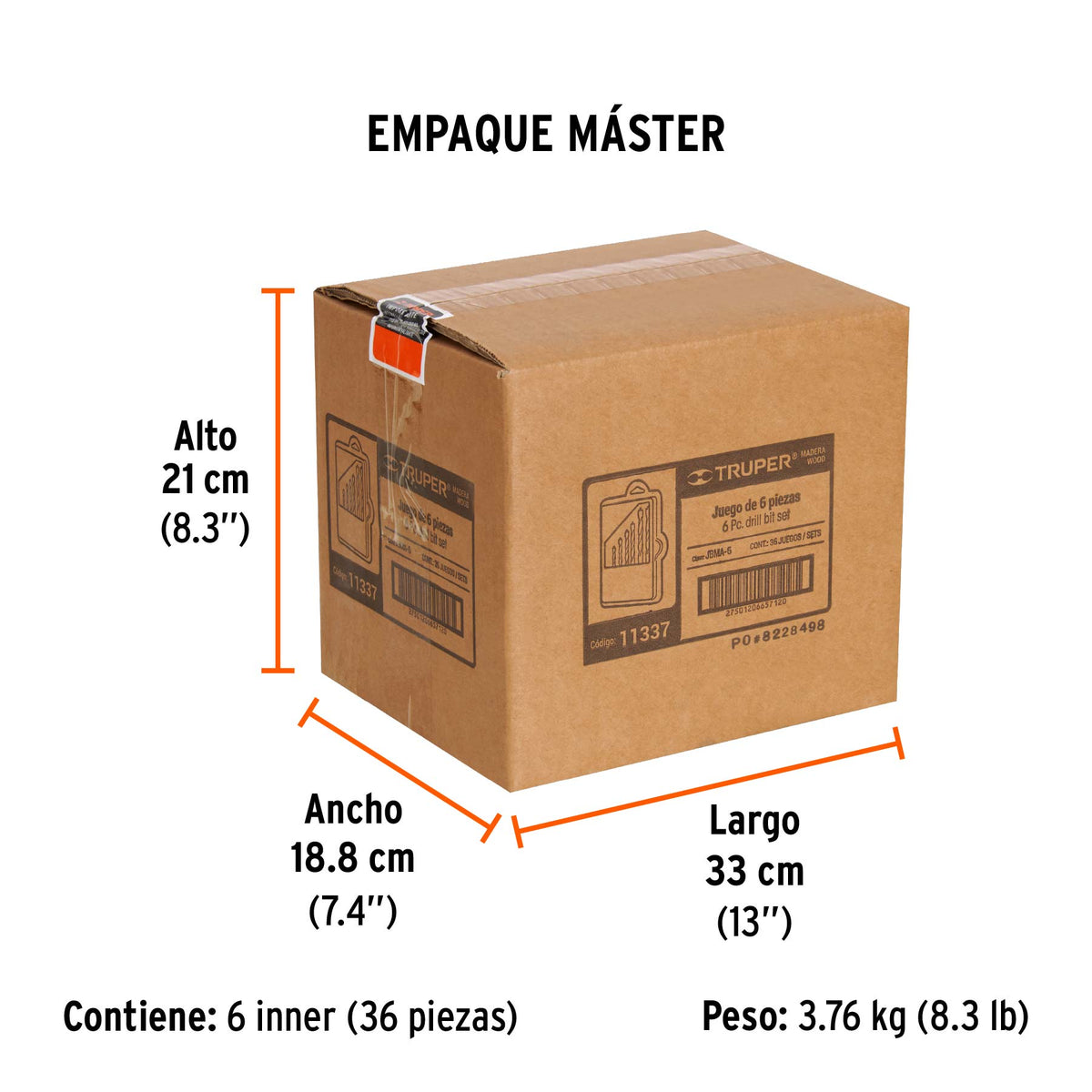 Juego de brocas para madera, 6 piezas