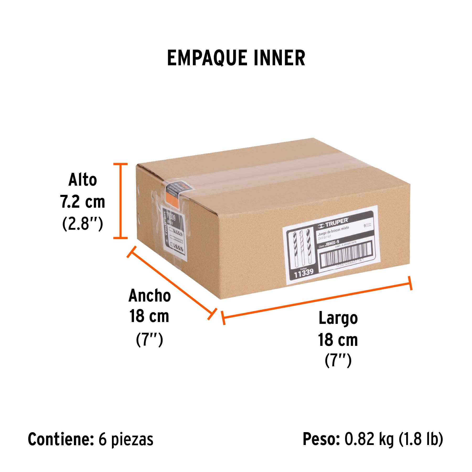 Juego de brocas mixto, 9 piezas