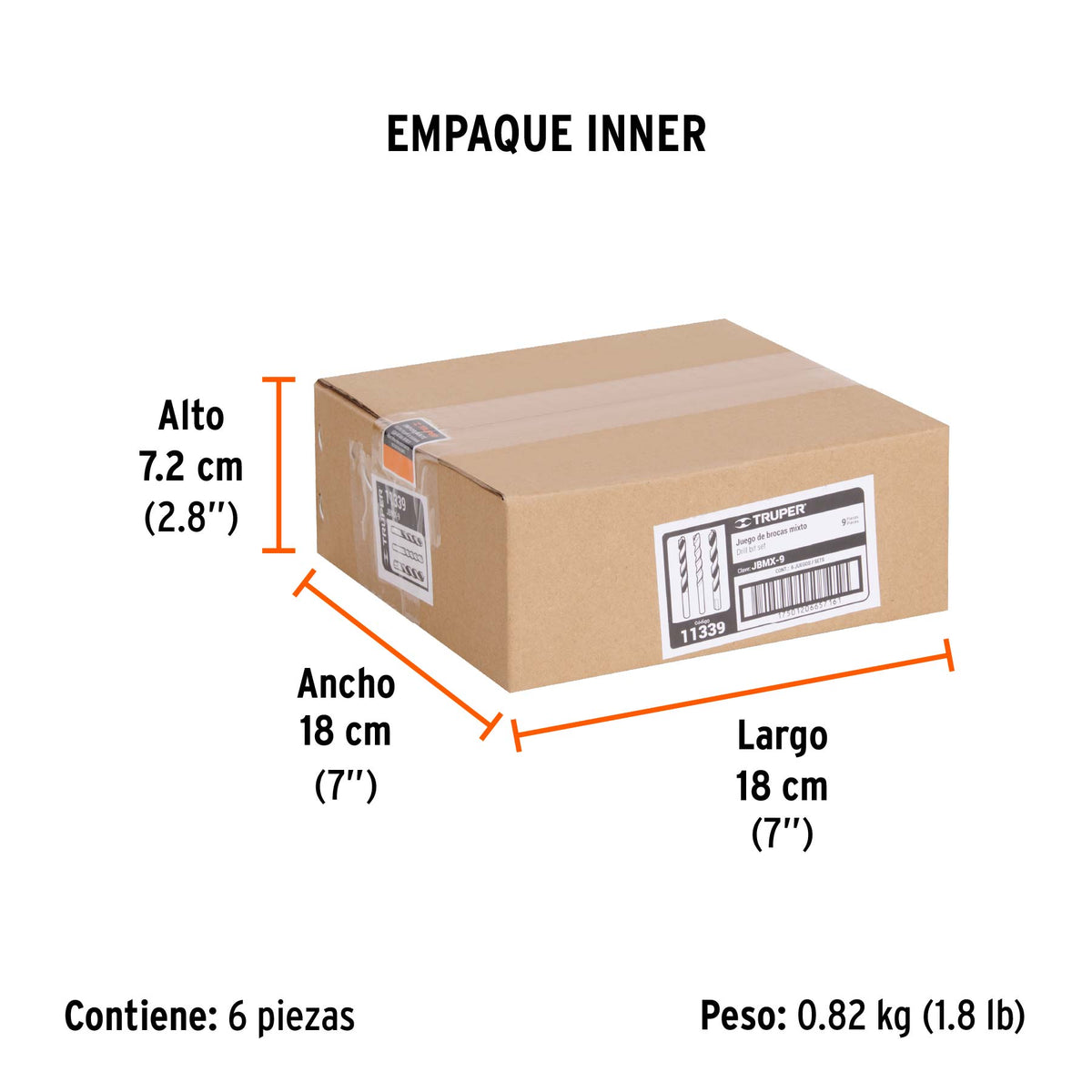 Juego de brocas mixto, 9 piezas