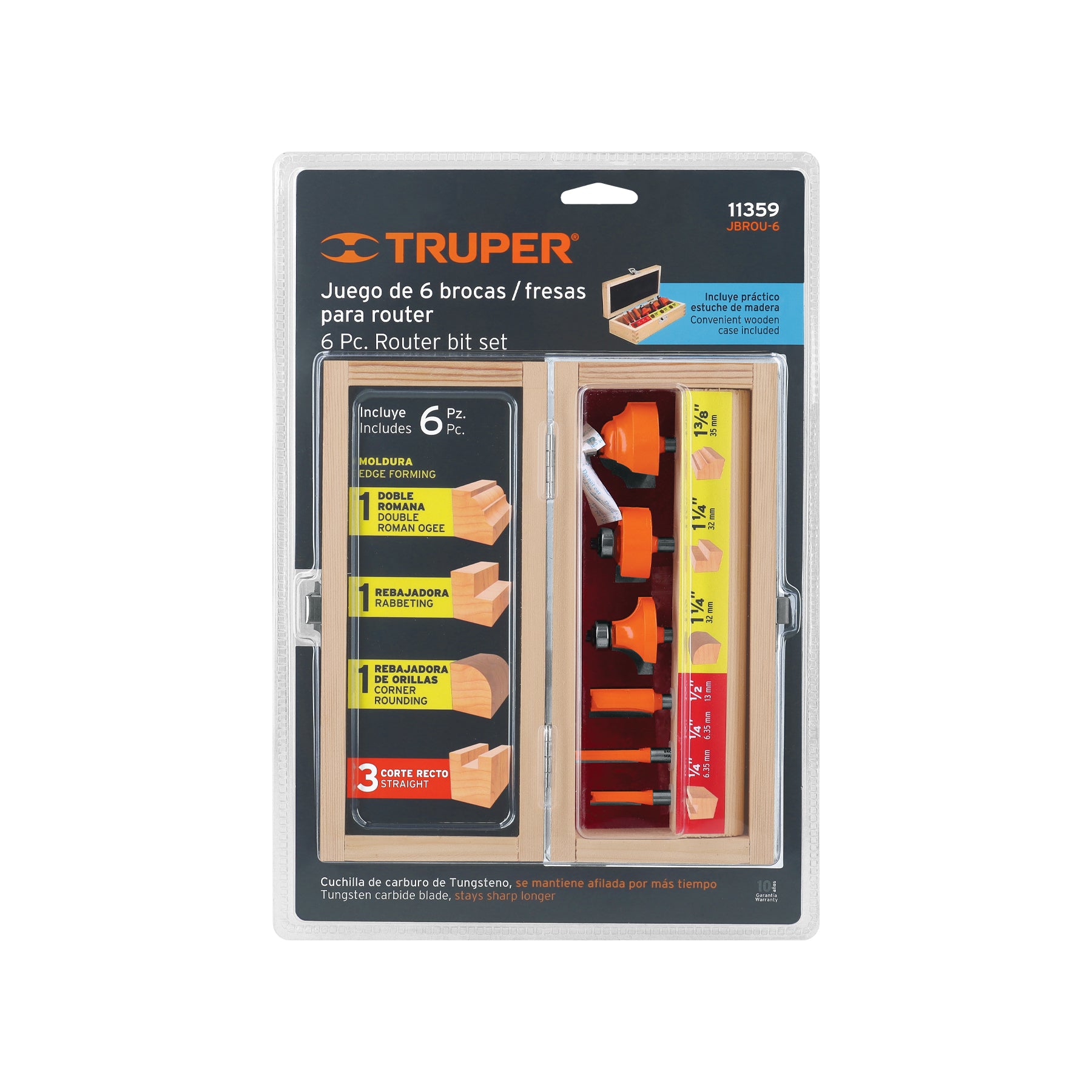 Juego de brocas para router, 6 piezas