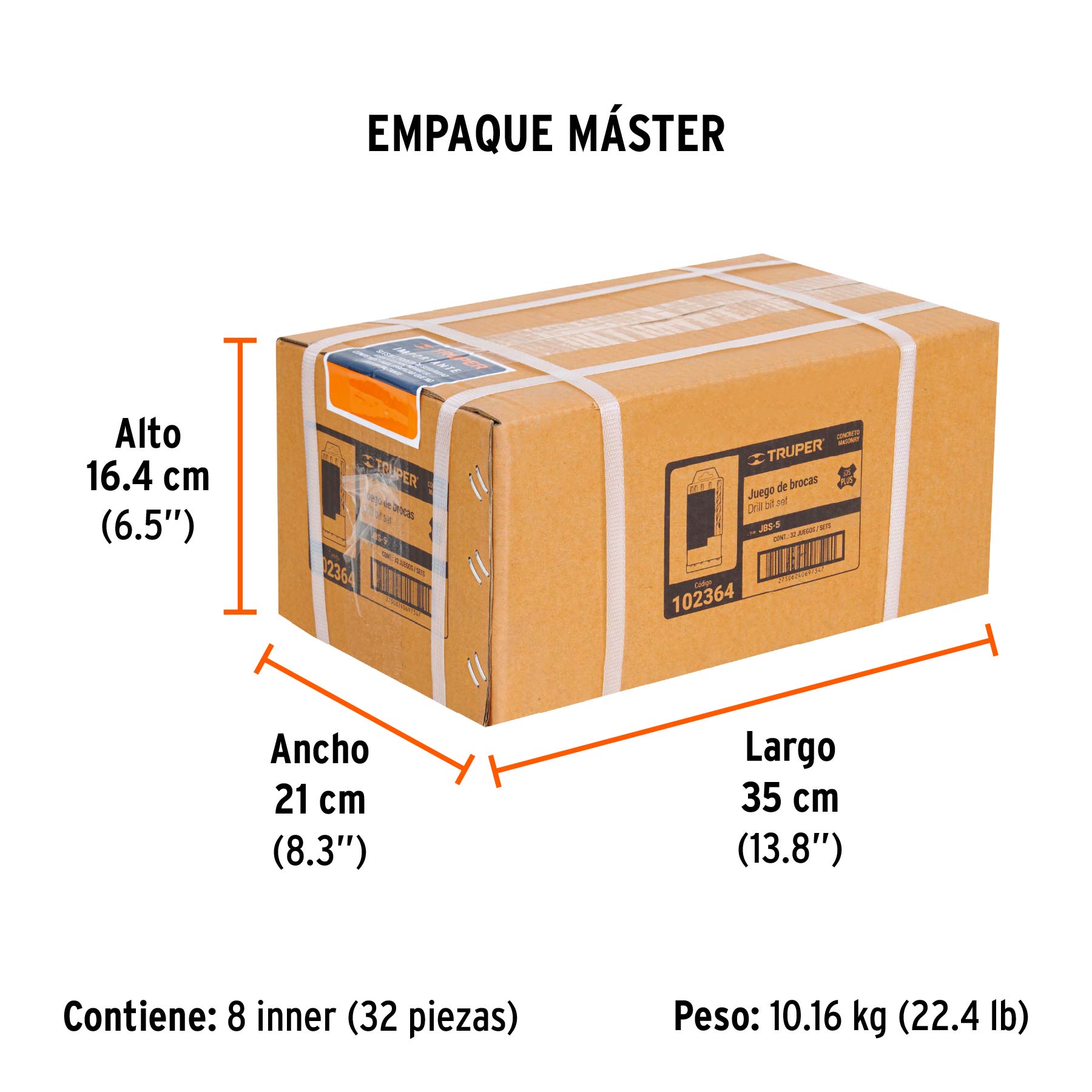 Juego de 5 brocas para concreto SDS Plus, Truper