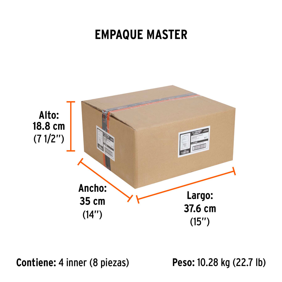 Juego llaves combinadas con matraca, 8pzas, mm,Truper Expert