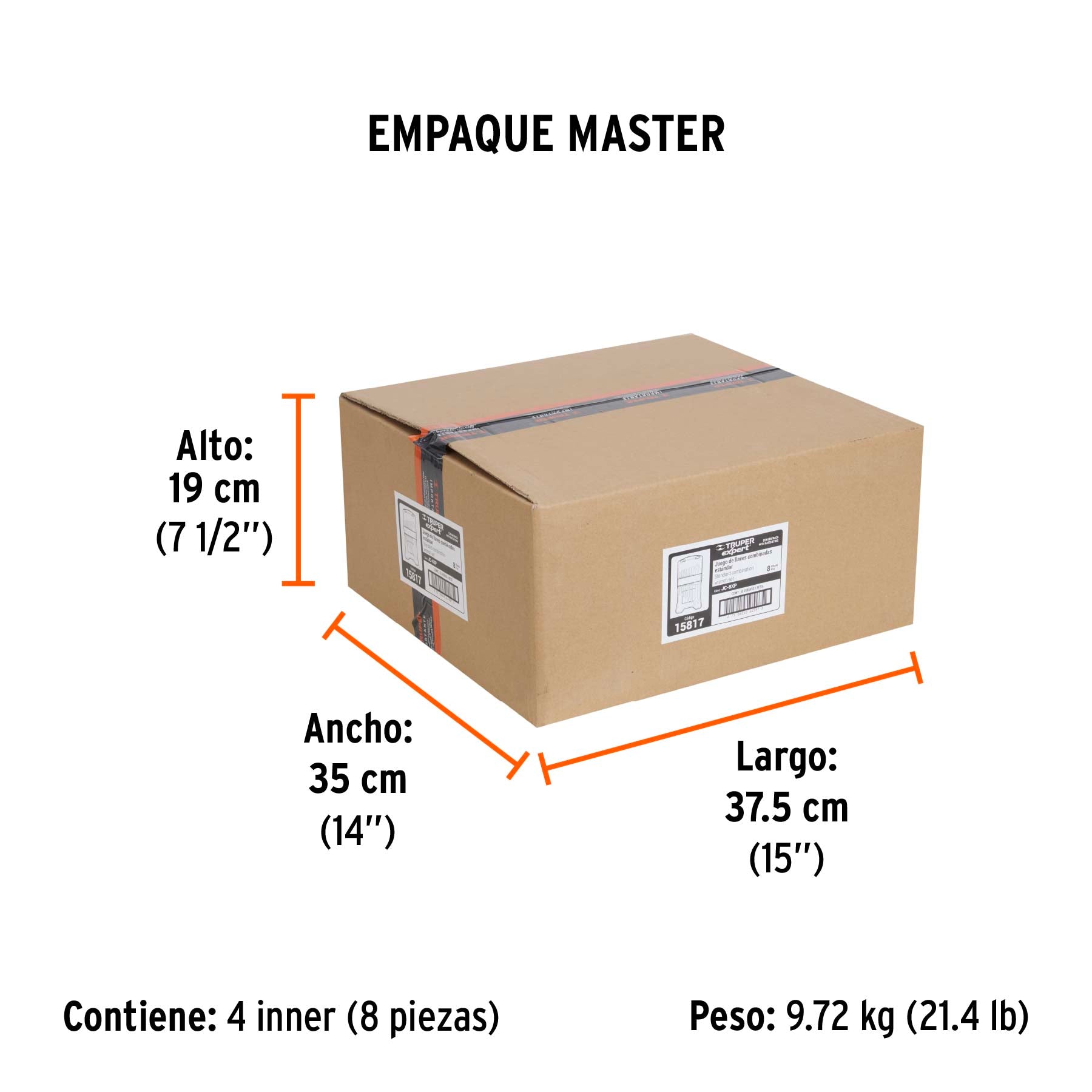 Juego llaves combinadas con matraca, 8 pzas, Truper Expert